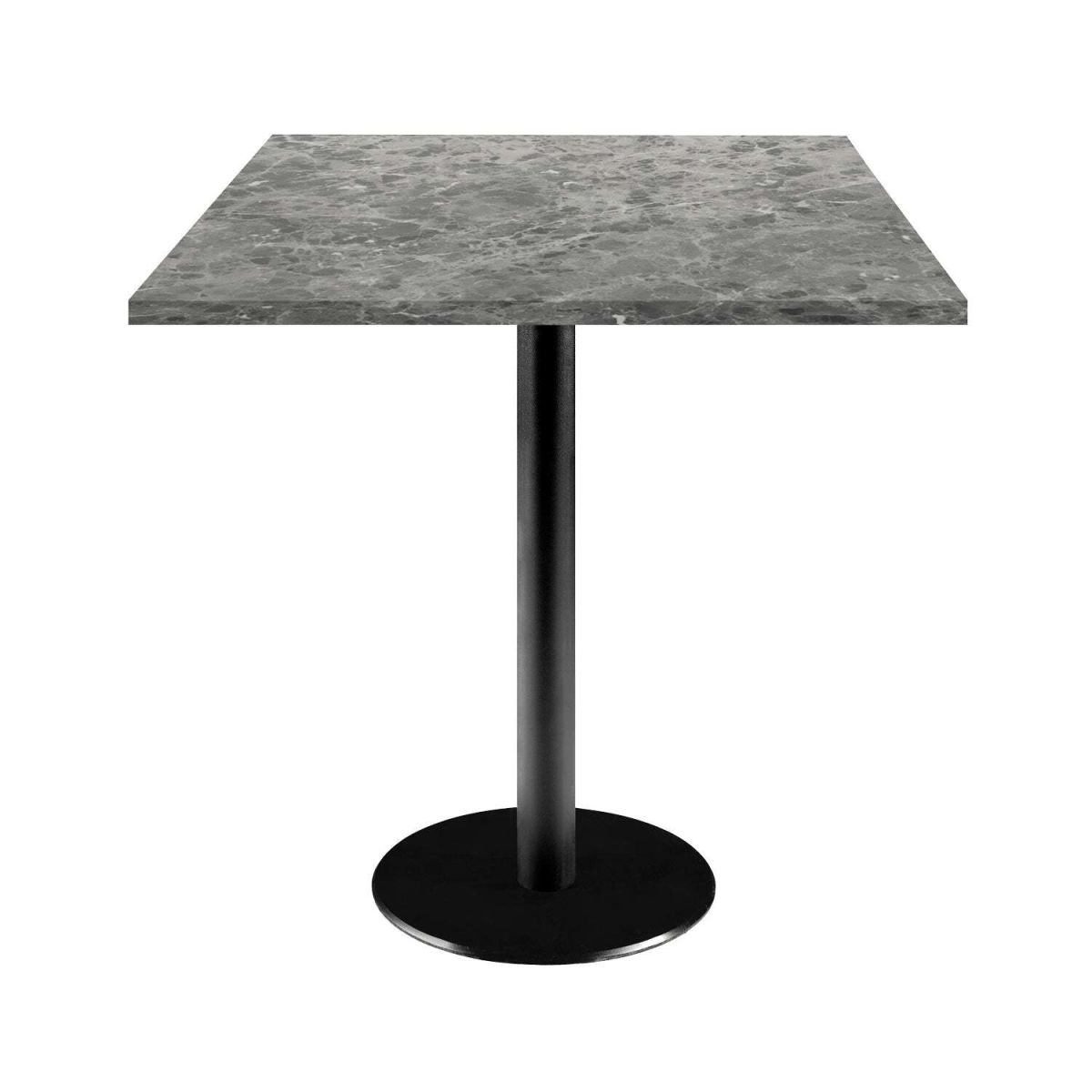 RestooTab Tisch Rome quadratisch - Dekor Stein 70x70x75 cm (LxBxH); Platte steingrau/marmoriert, Gestell schwarz; quadratisch