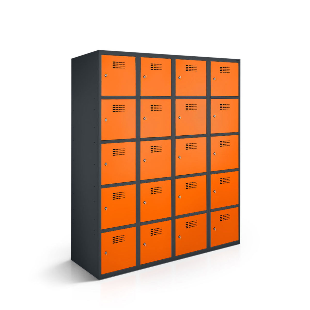 rotstahl Fächerschrank 20 Fächer mit anthrazitgrauem Korpus 120x50x180 cm (BxTxH); orange