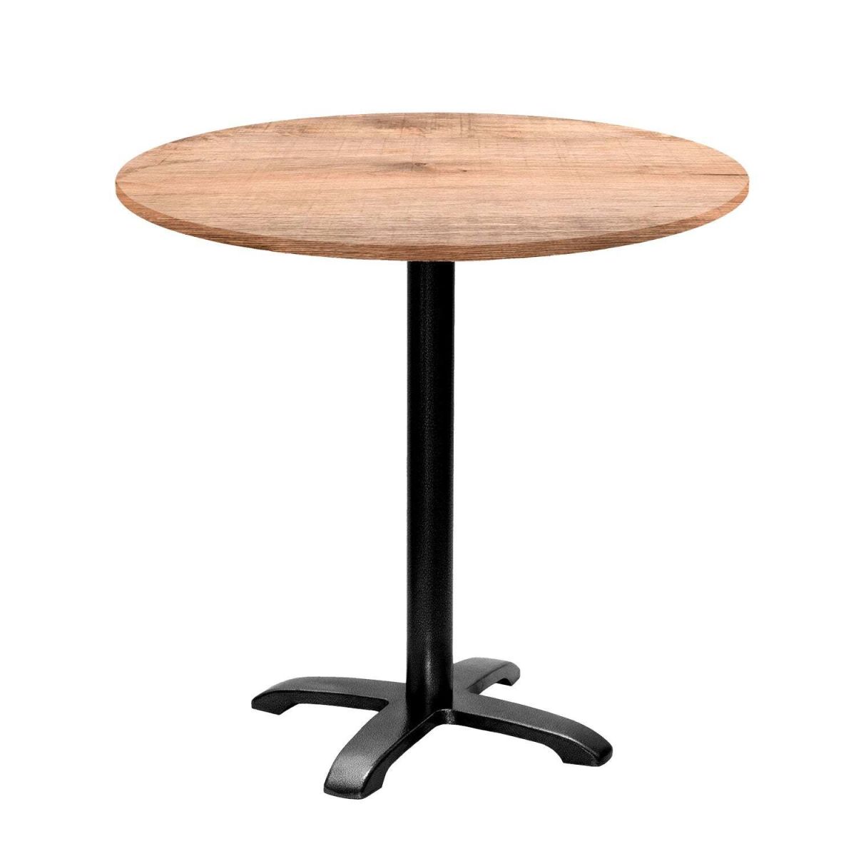 RestooTab Tisch Bazila rund - Dekor Holz 74x80 cm (HxØ); Platte eiche/hellbraun, Gestell schwarz; rund