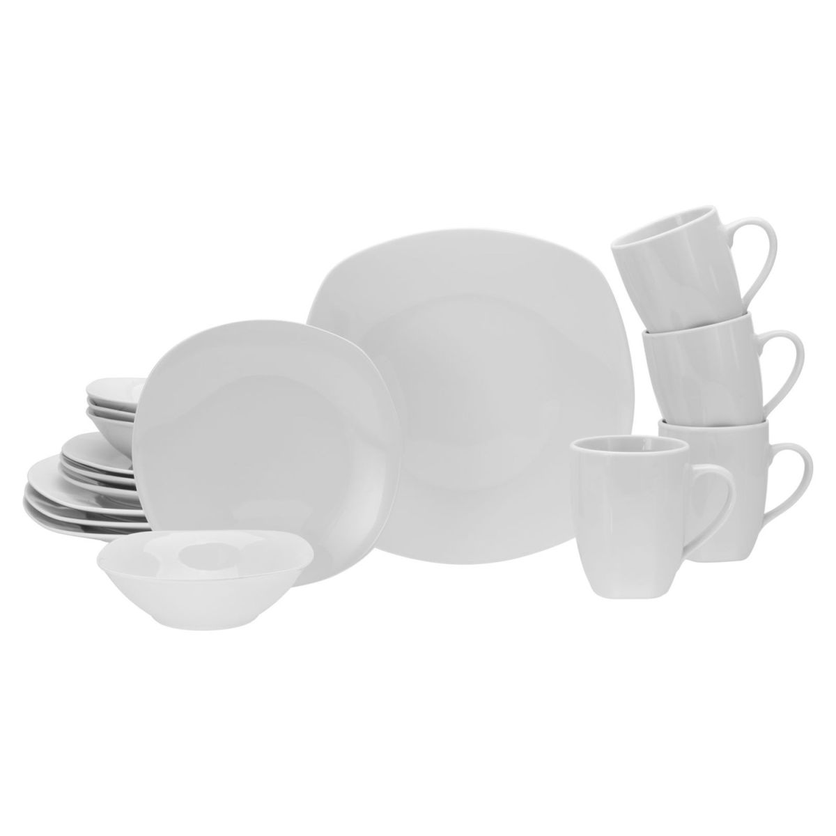 Square White NEW - Servizio combinato da 16 pezzi CreaTable; bianco