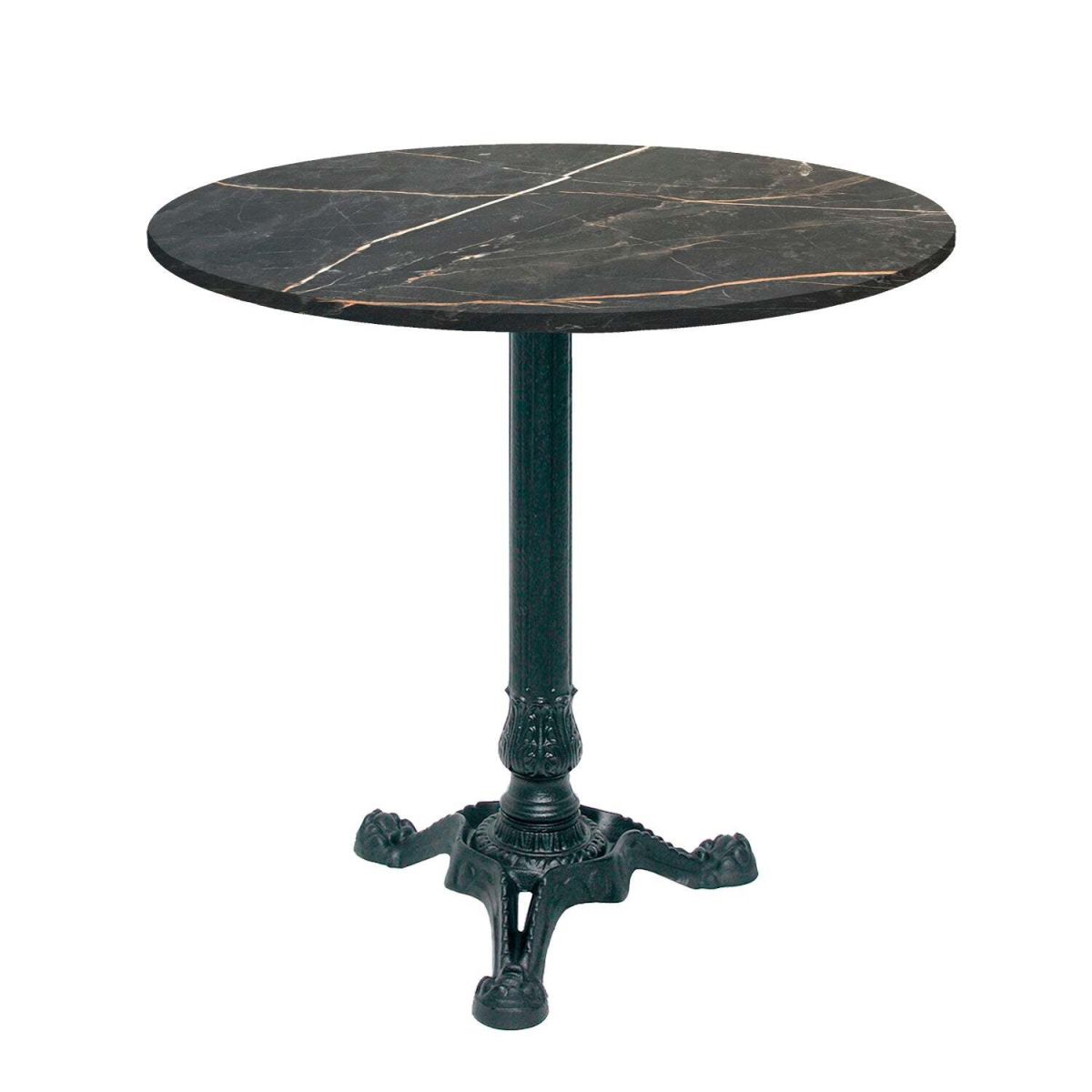 RestooTab Tisch Bistrot rund - Dekor Stein & Holz 70x70x75x70 cm (LxBxHxØ); schwarz/gold/marmoriert; Gestell schwarz; rund