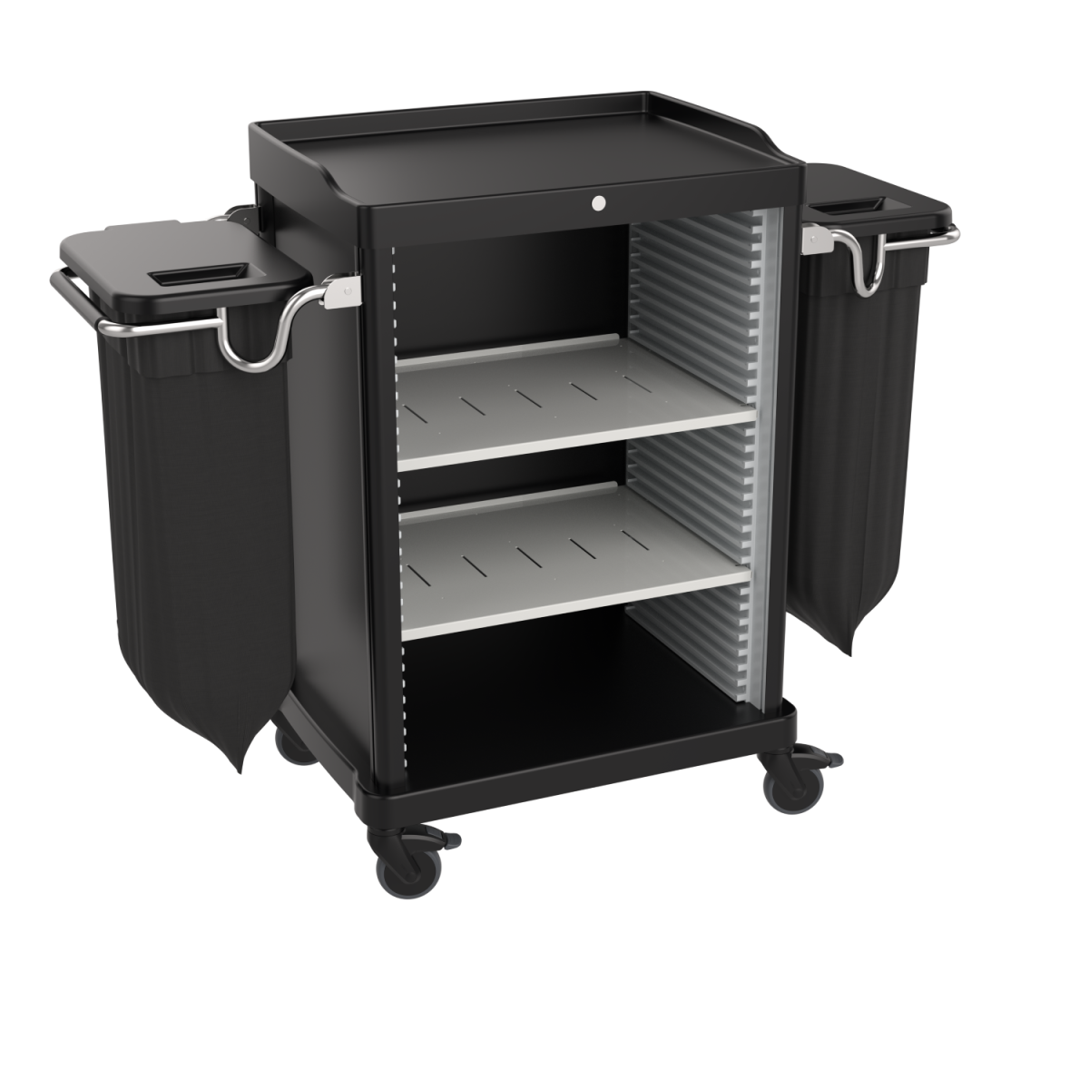 QUATRO Praktischer offener Zimmermädchenwagen V1 142x110 cm (BxH); schwarz