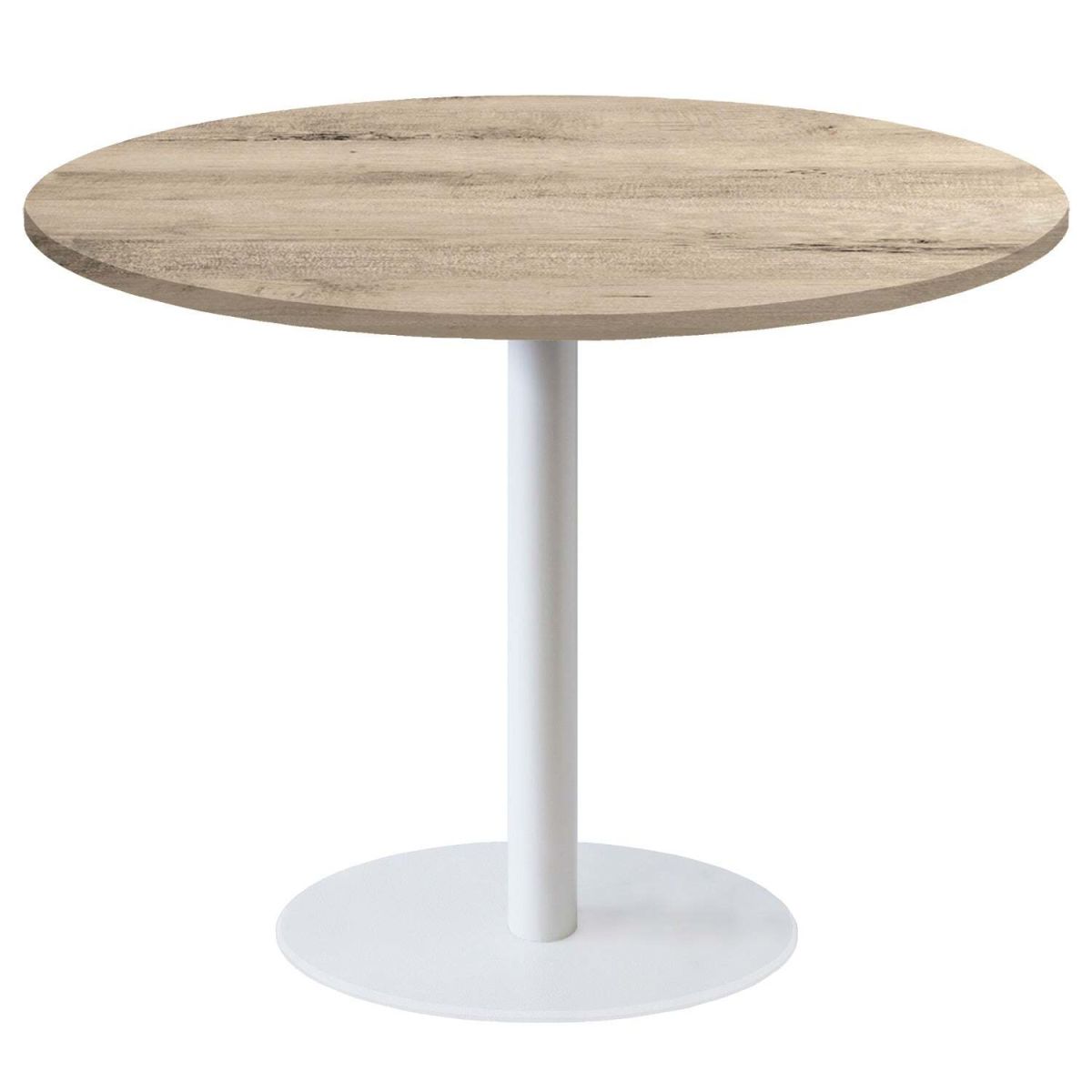 Tavolo Roma XL rotondo base bianco - laminato legno & pietra RestooTab; 75x120 cm (HxØ); quercia/naturale; rotonda