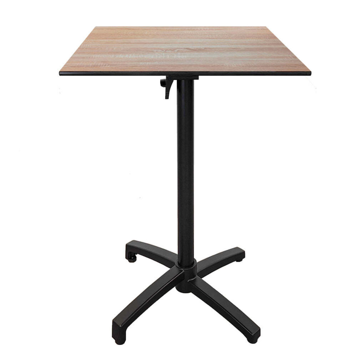 Tavolo alto pieghevole da terrazza Diabolo quadrato RestooTab; 60x60x111 cm (LxLxH); Piano tavolo betulla, struttura nero; quadrata