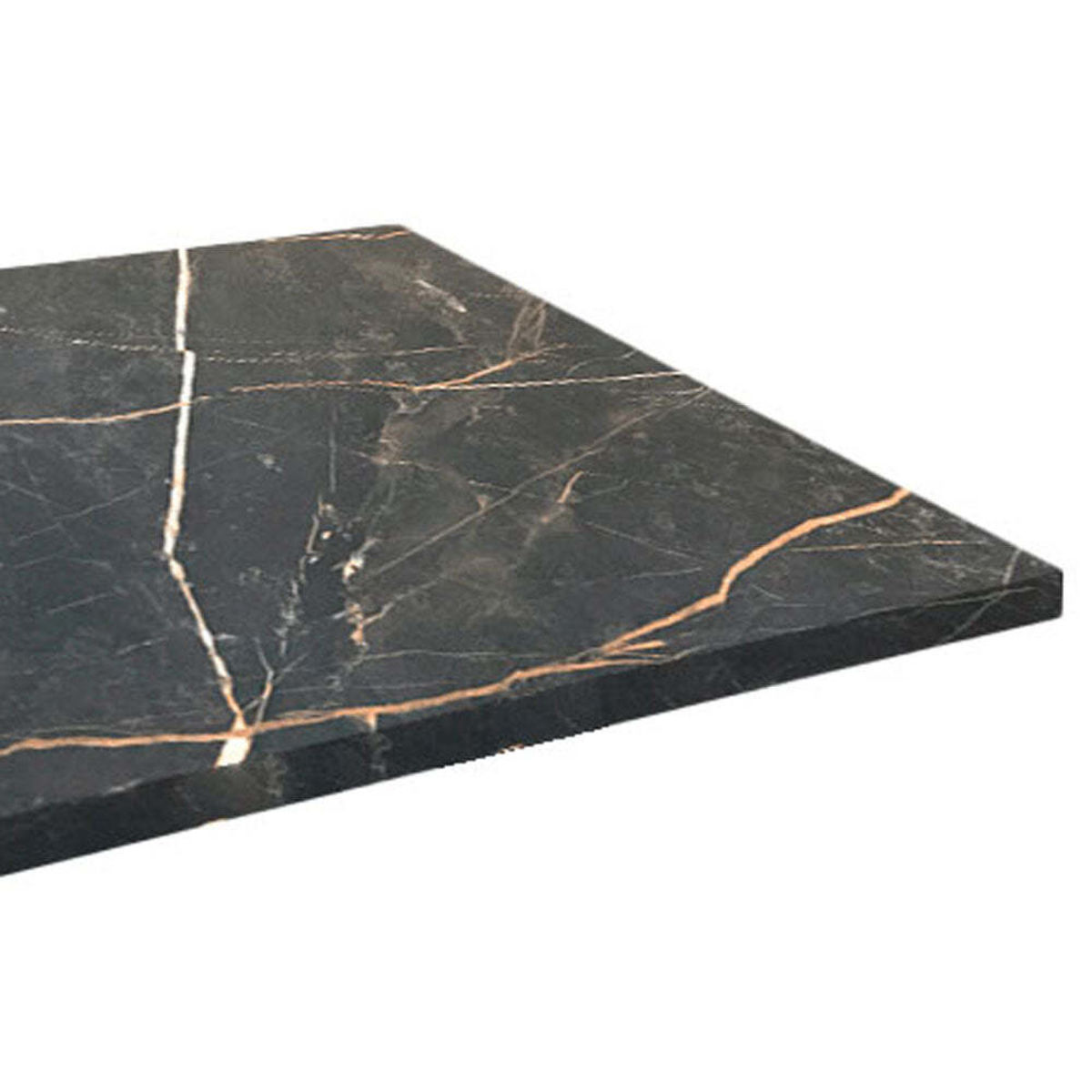 Piano tavolo rettangolare, decoro in marmo scuro RestooTab; 120x70 cm (LxL); nero/oro/marmorizzato; rettangolare