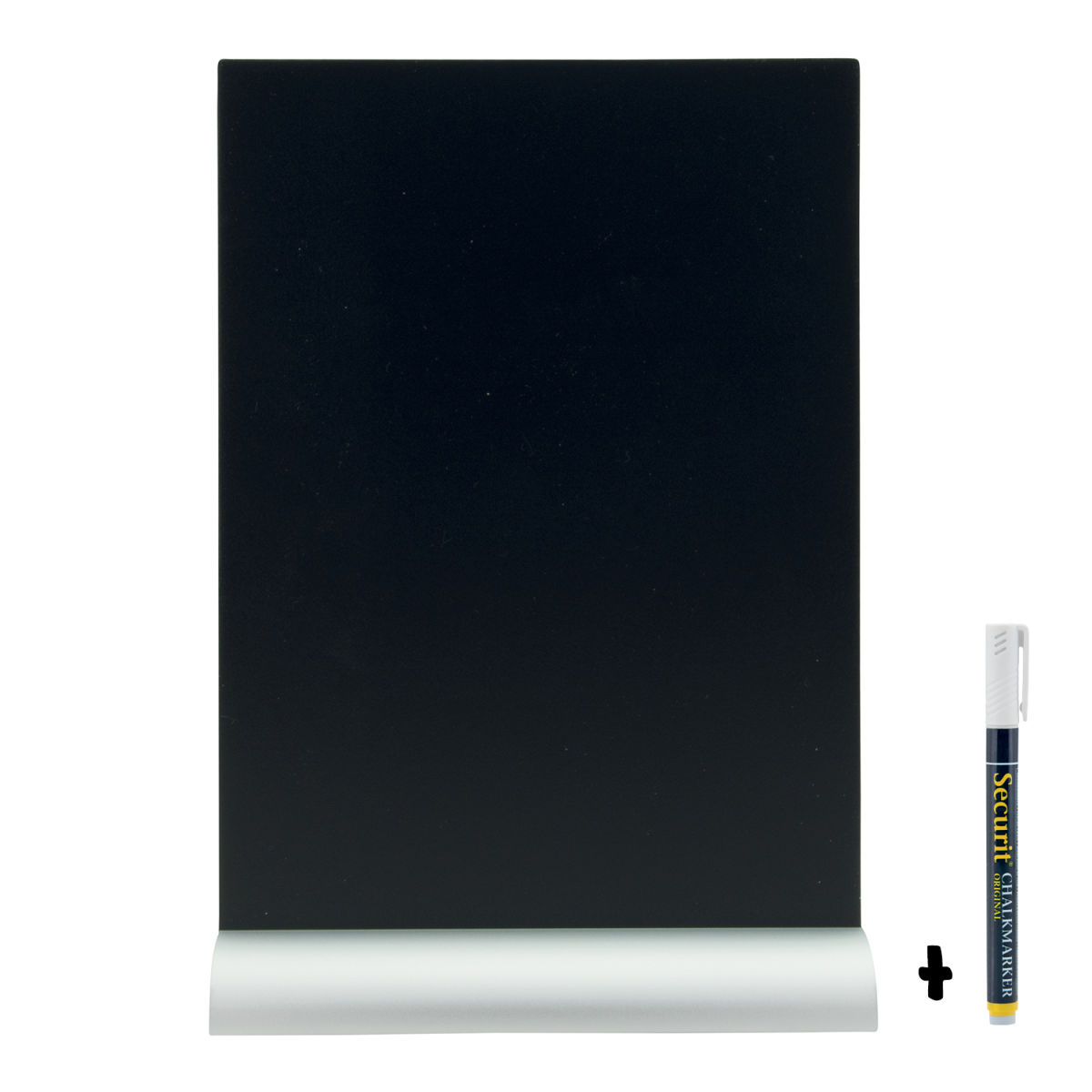 Lavagna da tavolo - Silhouette Foglia A4 - Base in alluminio - Pennarello a gesso incluso Securit; 21x30 cm (LxH); nero