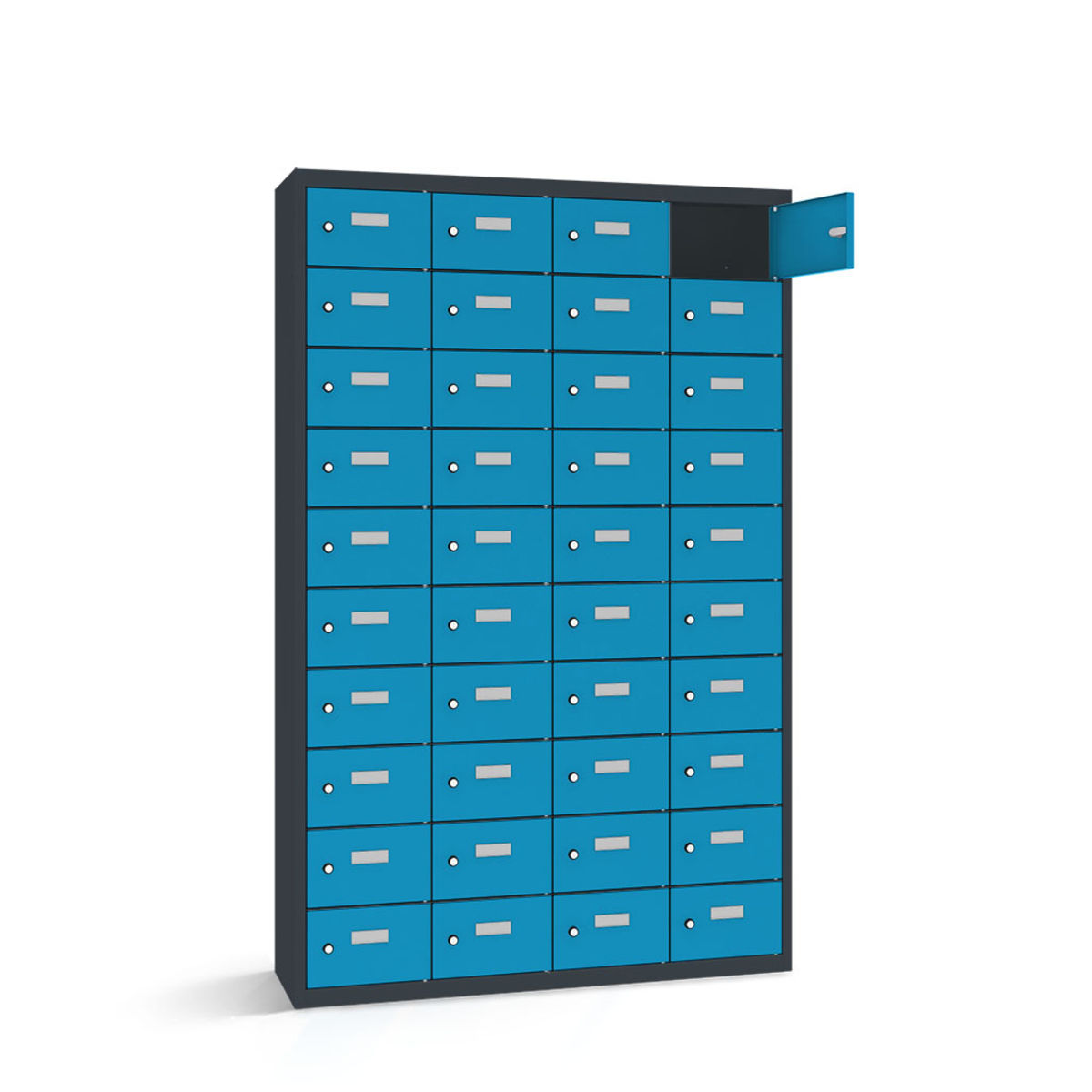 rotstahl Wertfachschrank 40 Fächer mit anthrazitgrauem Korpus 115x30x180 cm (BxTxH); blau