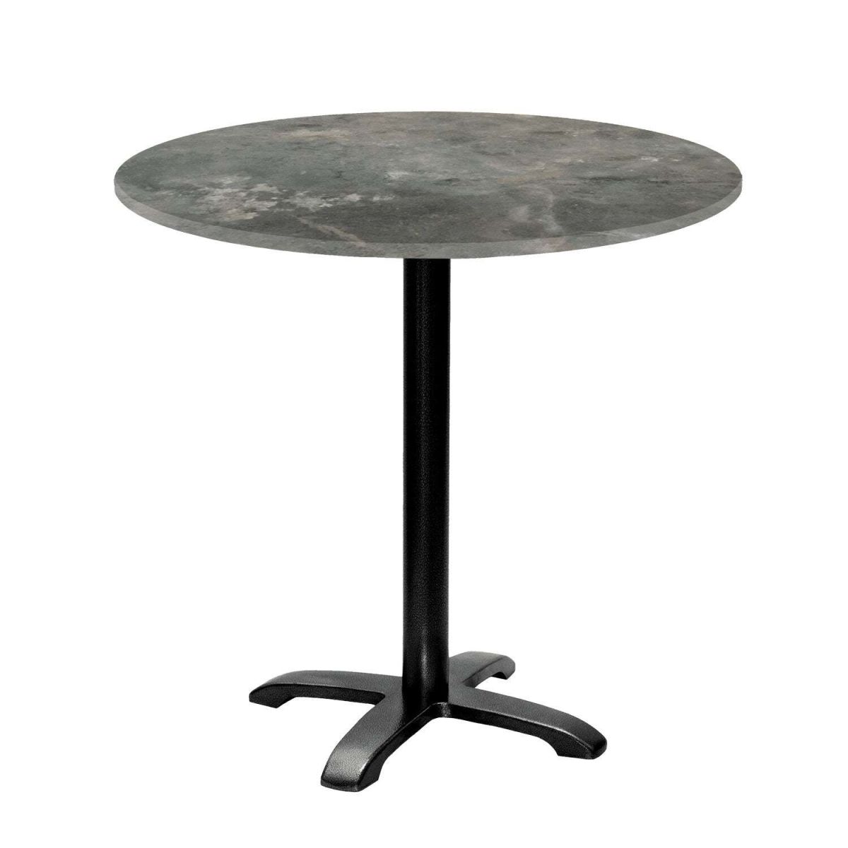 RestooTab Tisch Bazila rund - Dekor Stein 74x80 cm (HxØ); Platte steingrau, Gestell schwarz; rund