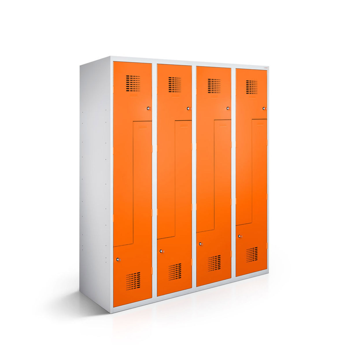 rotstahl Z-Spind 8 Türen mit lichtgrauem Korpus 120x50x180 cm (BxTxH); orange