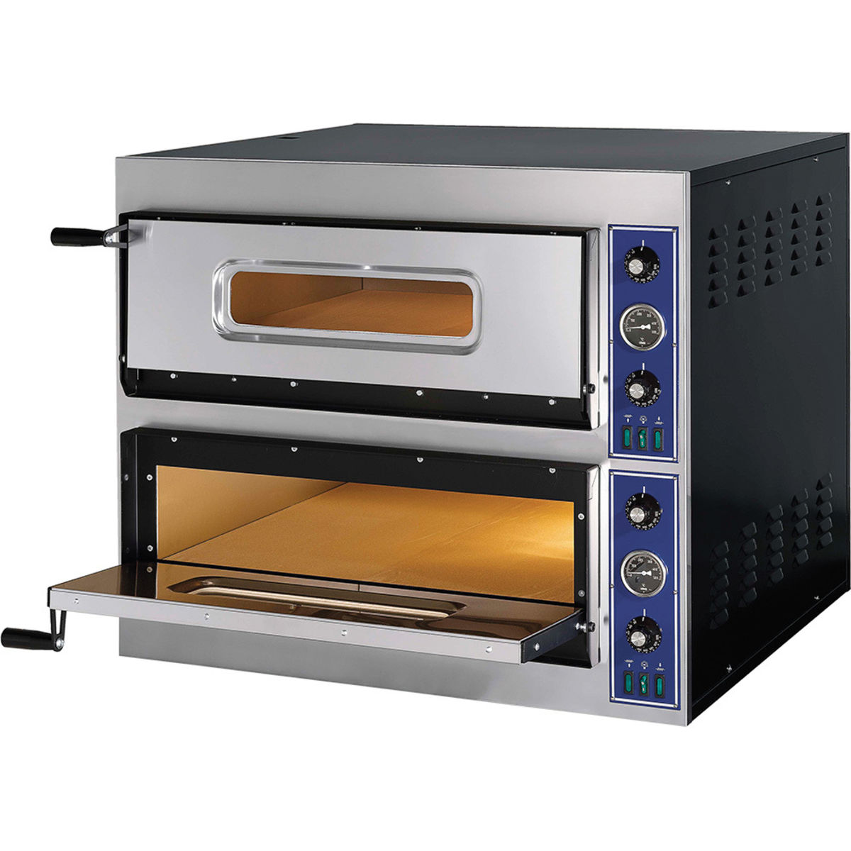 GGF Pizzaofen E-Start Line mit zwei Kammern für 8 Pizzen Ø 320 mm, 8,4 kW 90x78.5x75 cm (BxTxH); silber/schwarz