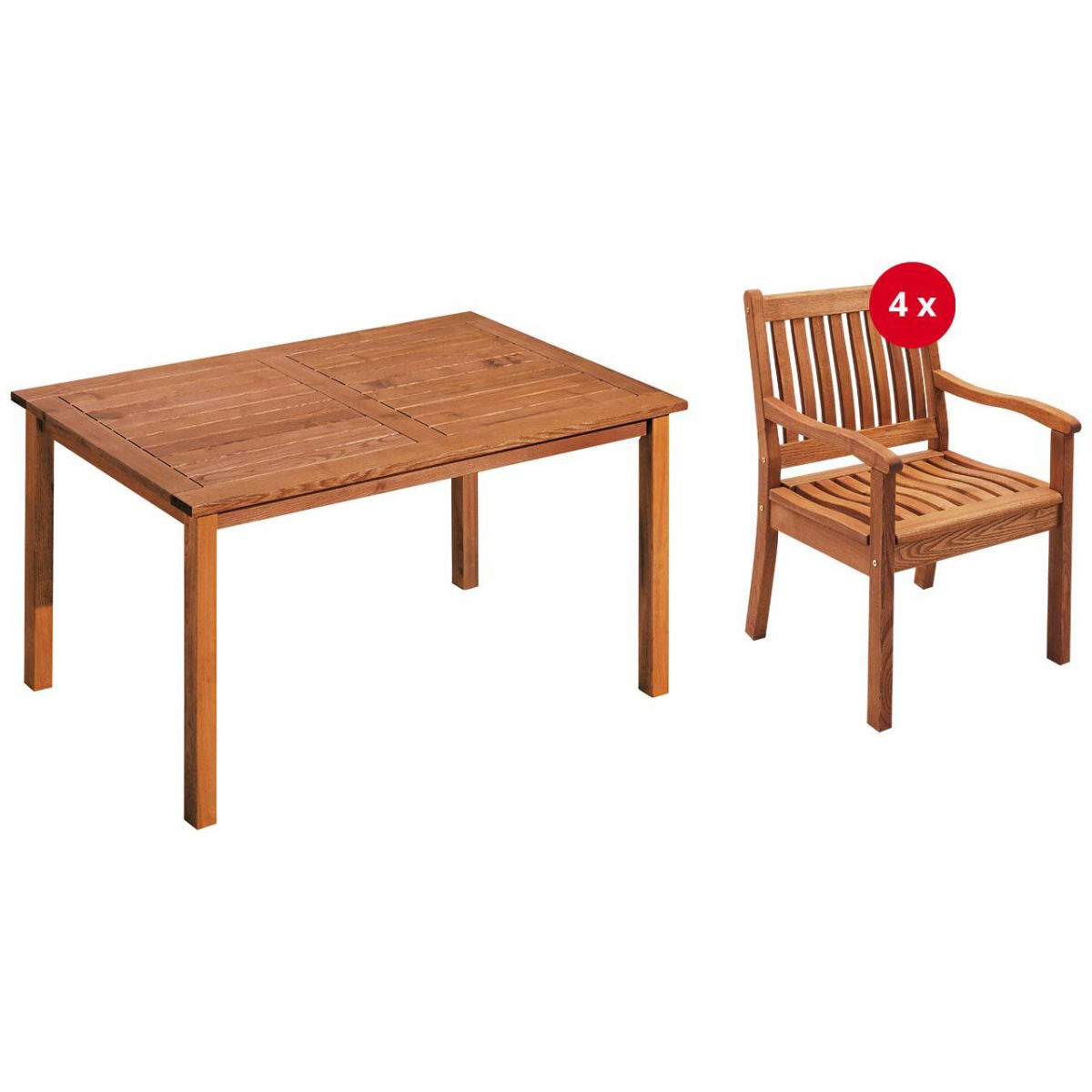 Rondo Gartenmöbel-Set 'Cansa' 5-teilig, 4 Sessel, 1 Tisch; 150x90x75 cm (BxTxH); Sitz braun, Gestell braun