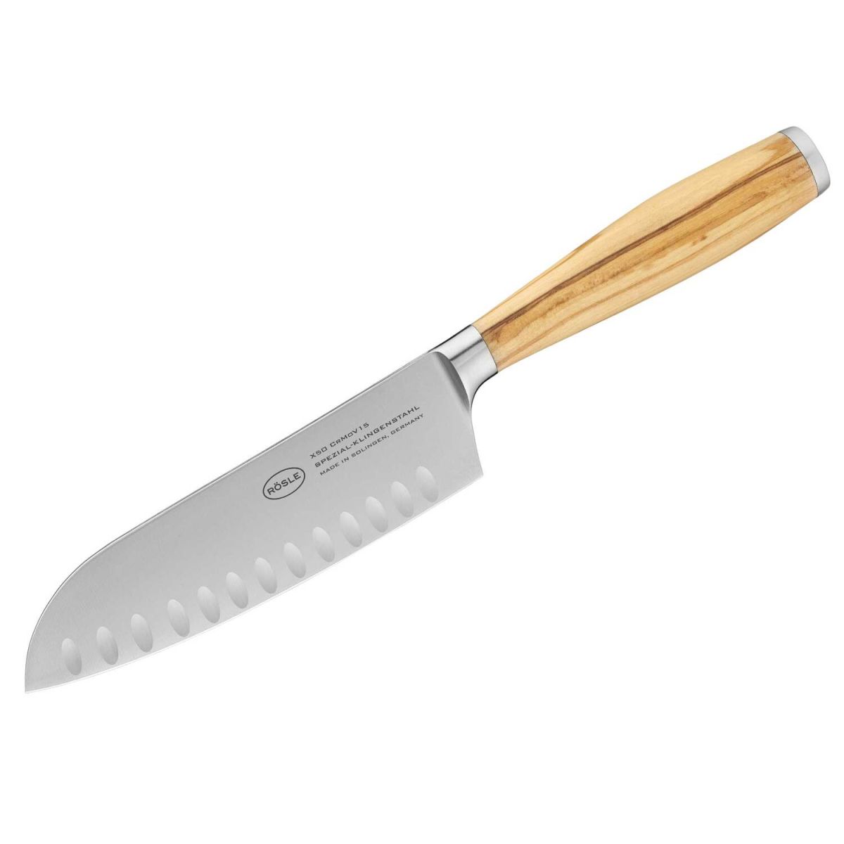 RÖSLE Santokumesser 16 cm Klingenlänge 16.5 cm, 30 cm (L); silber/braun