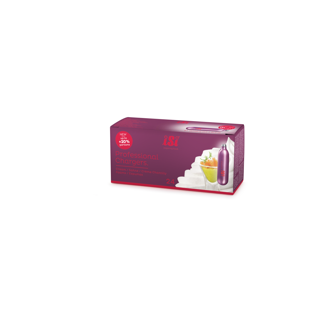 isi N2O bomboletta per sifone 8,4g iSi; 6.7x14.7x5.5 cm (LxLxH); rosso; 24 pz. / confezione