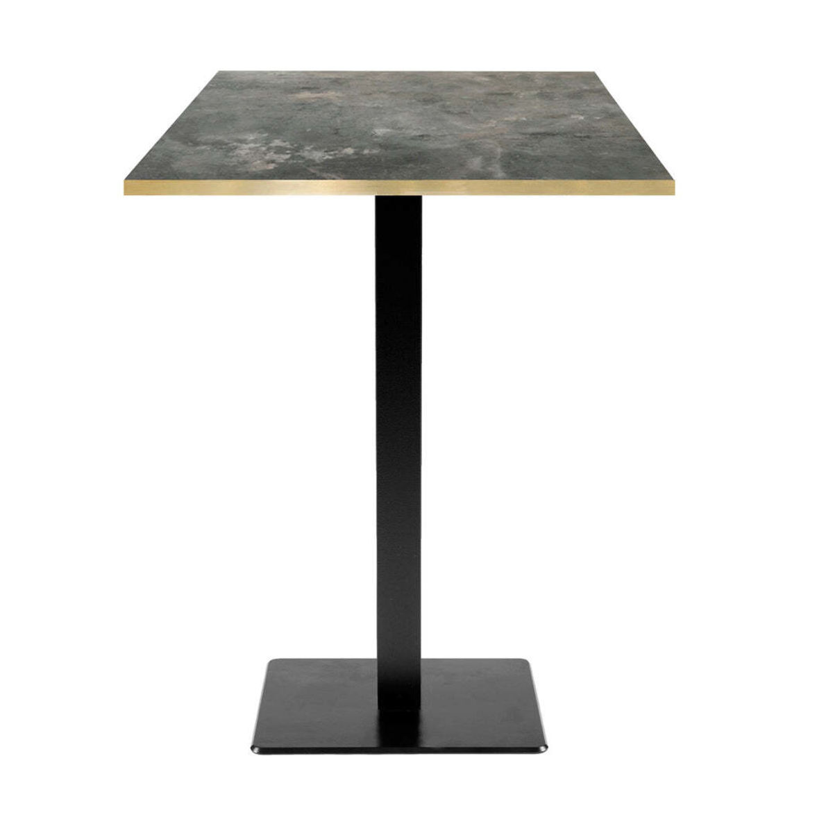 RestooTab Stehtisch Milan quadratisch - Kanten messingfarben 60x60x113 cm (LxBxH); Platte steingrau, Gestell schwarz; quadratisch