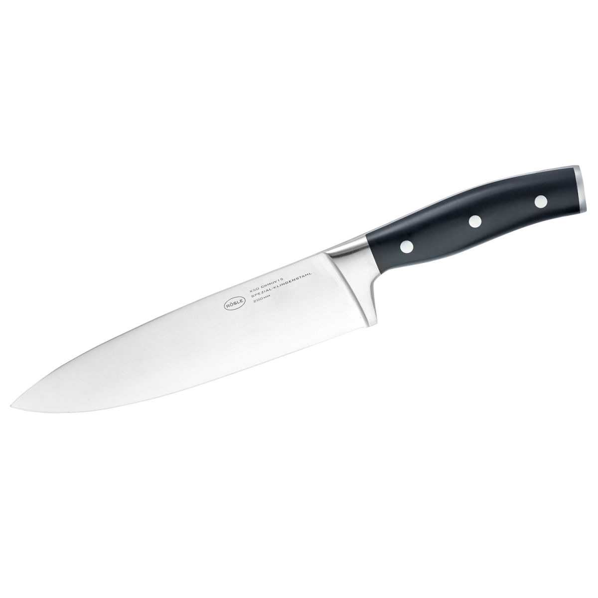 RÖSLE Kochmesser Tradition 20 cm Griff POM Klingenlänge 20 cm, 34 cm (L); silber/schwarz