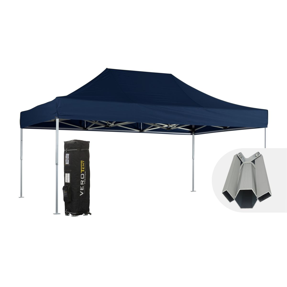 VeroTENT VeroTENT Faltpavillon 4x6m Budget50 mit Dach 400x600x400 cm (LxBxH); navy