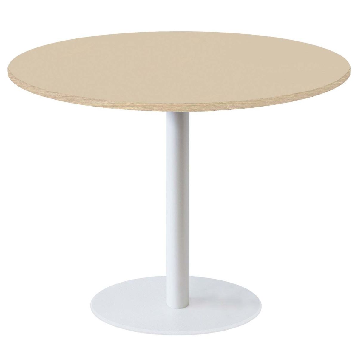 Tavolo Roma XL rotondo base bianco - laminato tinta unita RestooTab; 75x120 cm (HxØ); beige/marrone; rotonda