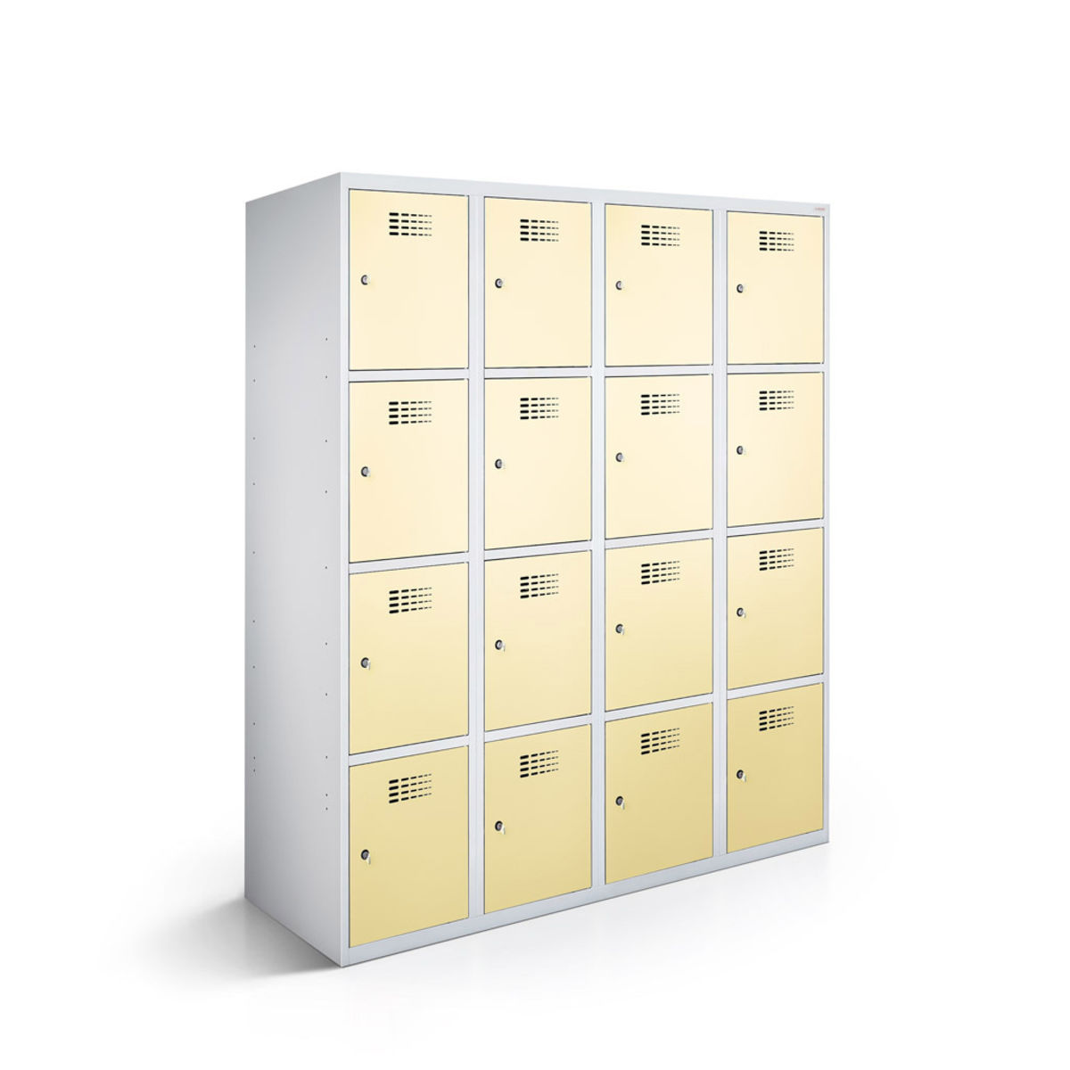 rotstahl Fächerschrank 16 Fächer mit lichtgrauem Korpus 120x50x180 cm (BxTxH); elfenbein