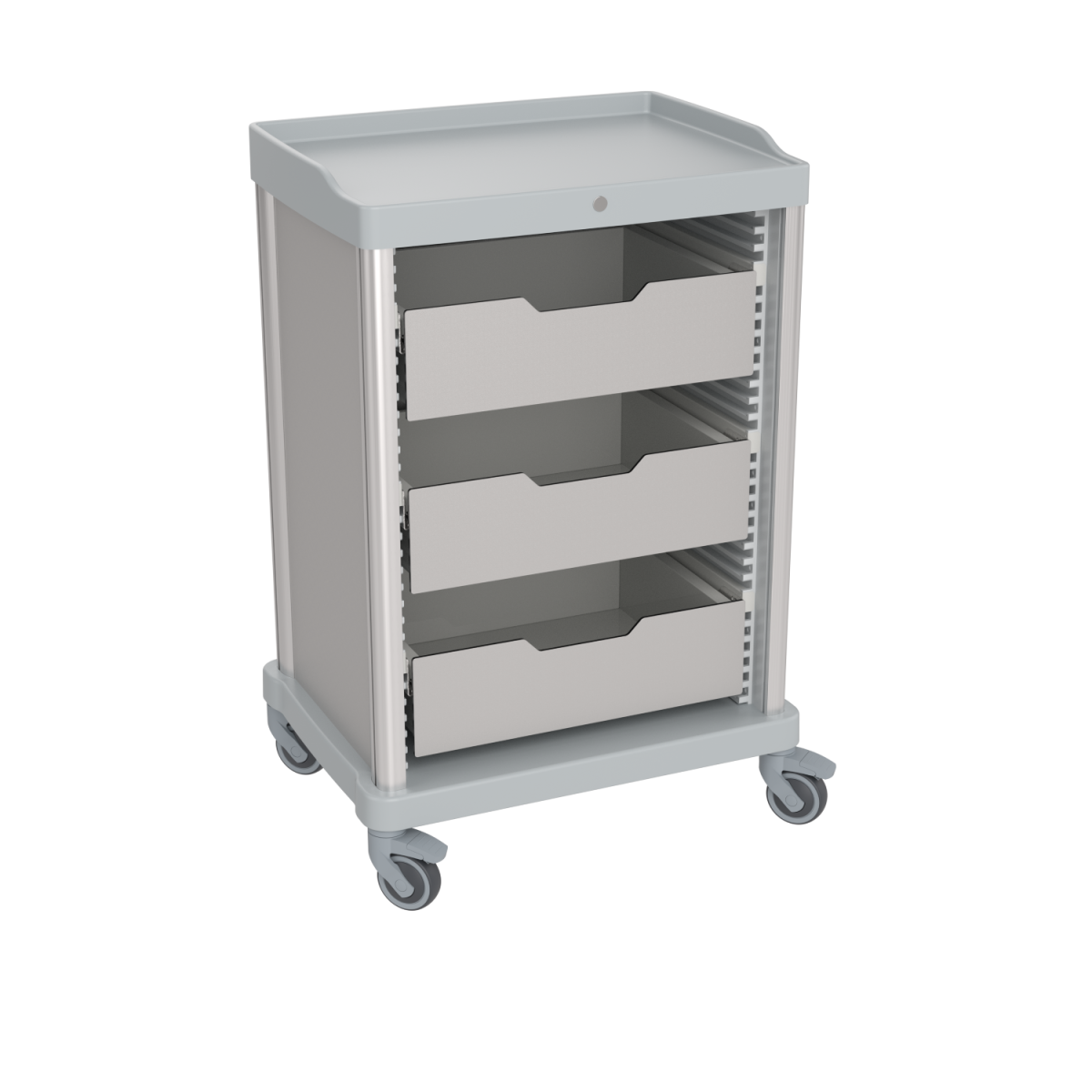 QUATRO Offener Minibarauffüllwagen mit 3 Schubladen 72x110 cm (BxH); grau