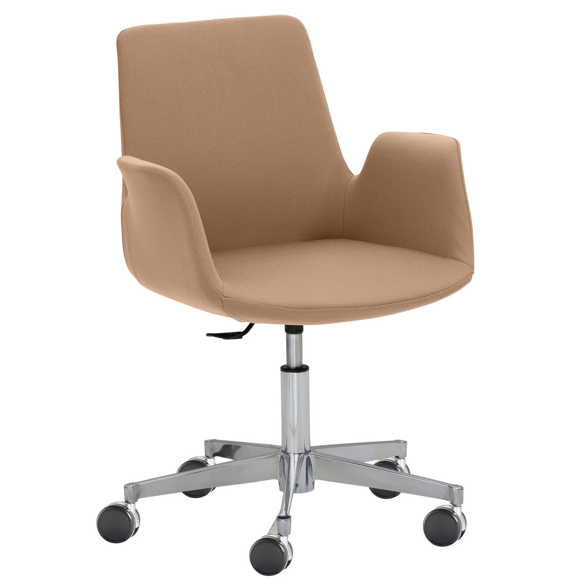 Mayer Sitzmöbel Sessel Drehsessel pflegeleichter Mikrofaser-Stoff in lederähnlicher Optik 65x65x82 cm (BxTxH); Sitz hellbraun, Gestell silber
