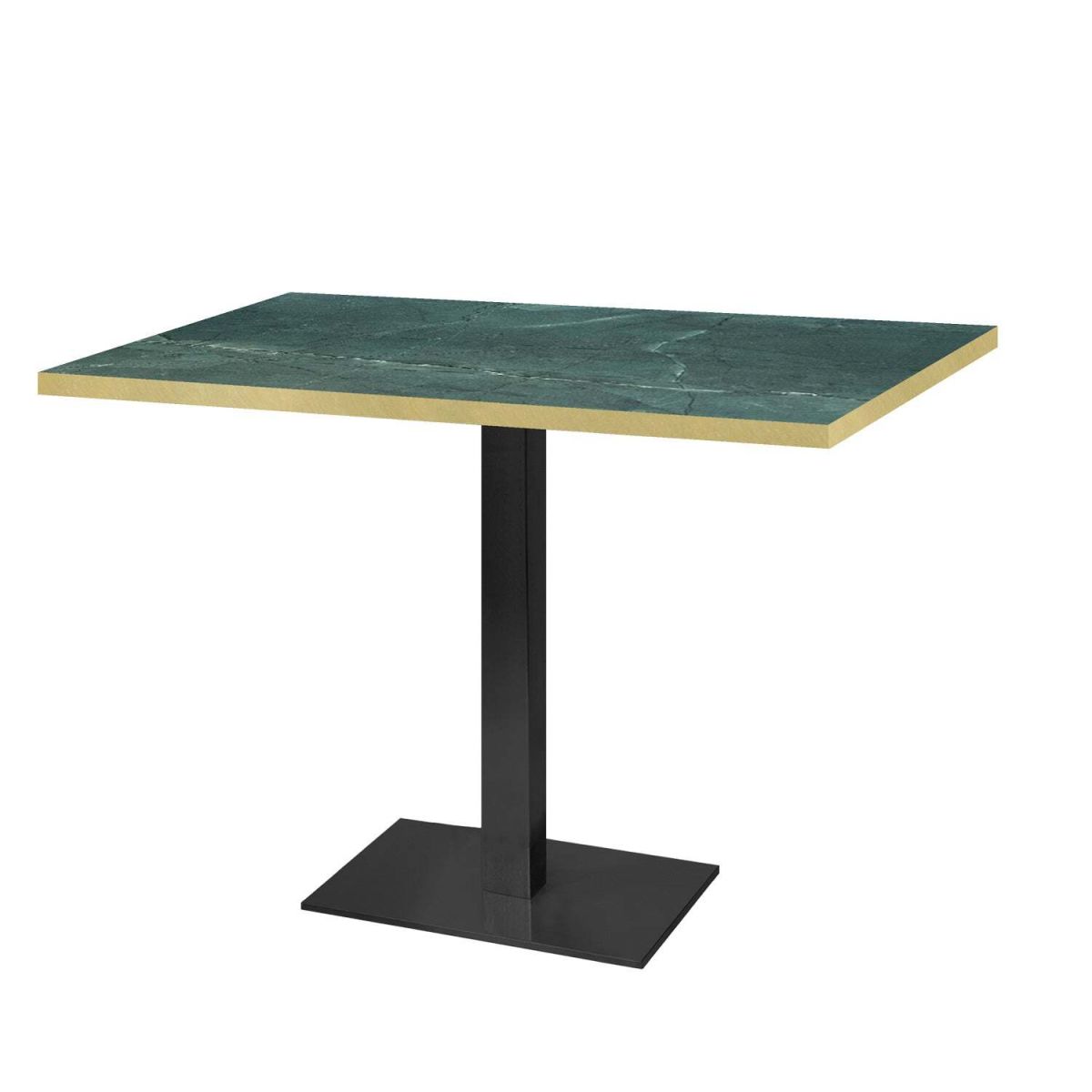 Tavolo Milano rettangolare - laminato pietra RestooTab; 120x70x75 cm (LxLxH); verde scuro/marmorizzato/ottone; rettangolare