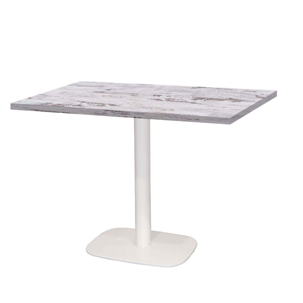 RestooTab Tisch Round rechteckig Gestell weiß - Dekor Holz & Uni 120x70x75 cm (LxBxH); Platte eiche/weiß, Gestell weiß; rechteckig