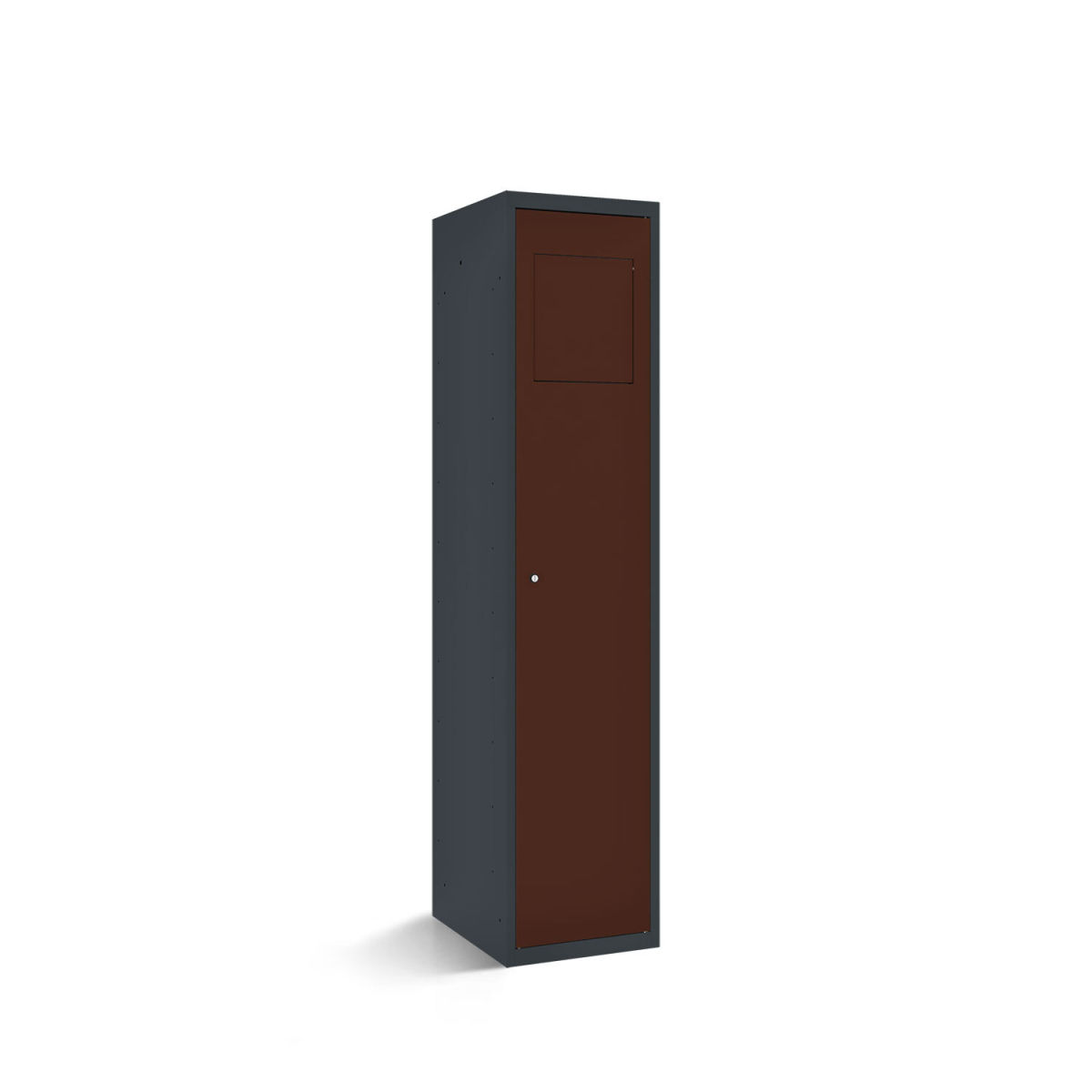 rotstahl Wäschesammelschrank mit Einwurfklappe mit anthrazitgrauem Korpus 40x50x180 cm (BxTxH); mahagoni