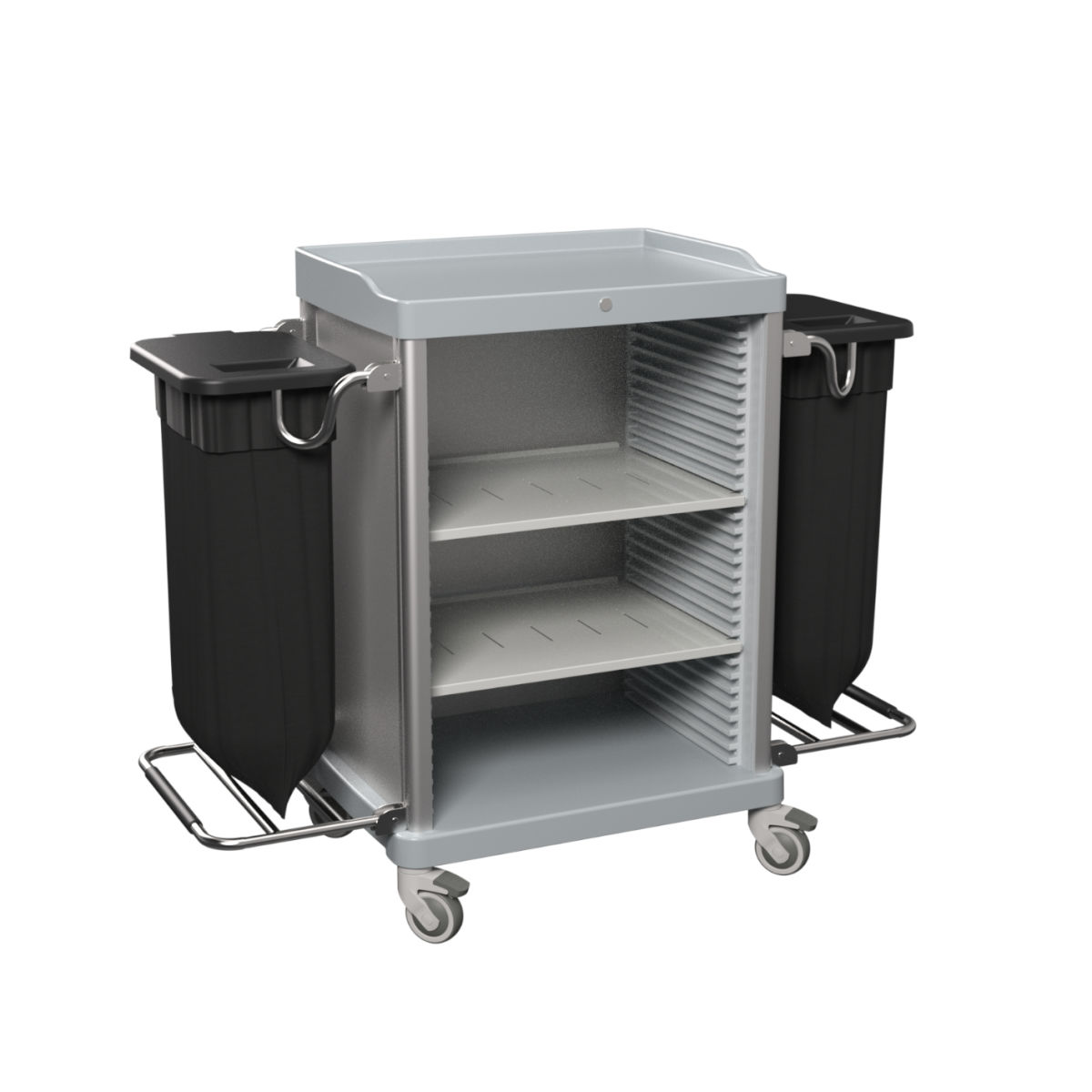 QUATRO Praktischer offener Housekeepingwagen V5 Grau 142x110 cm (BxH); grau