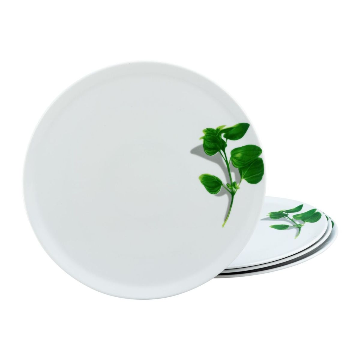 CreaTable Kräuter Basilikum - 4-er Pizzateller 33 cm 33x2 cm (ØxH); weiß; rund; 4 Stück / Pack