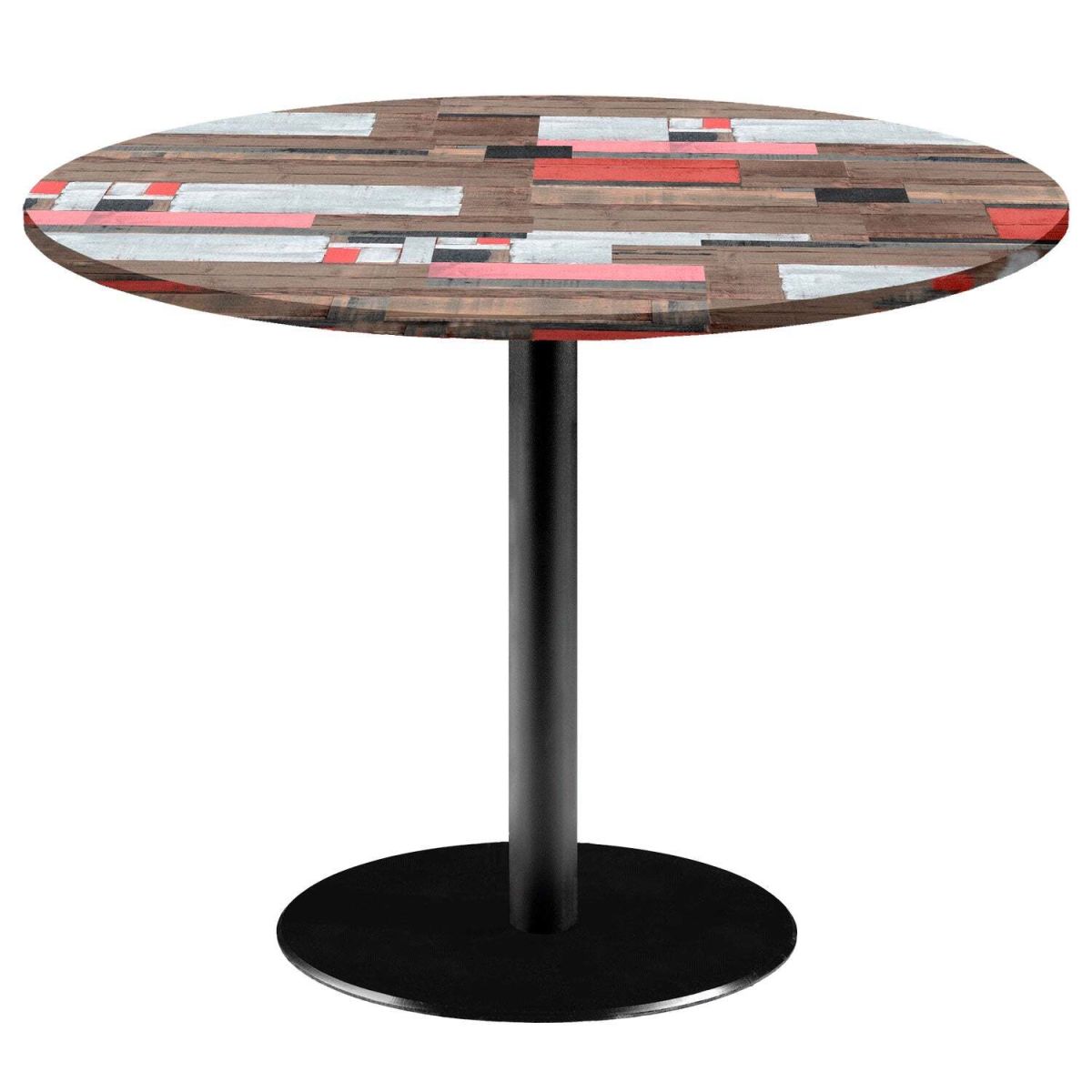 RestooTab Tisch Rome XL rund - Dekor Holz 75x120 cm (HxØ); Platte mehrfarbig, Gestell schwarz; rund
