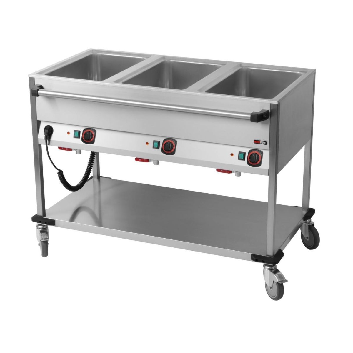 A&S Polarny Bain-Marie-Wagen-Fahrbar 3x GN 1/1 125x90x70 cm (BxHxT); edelstahl