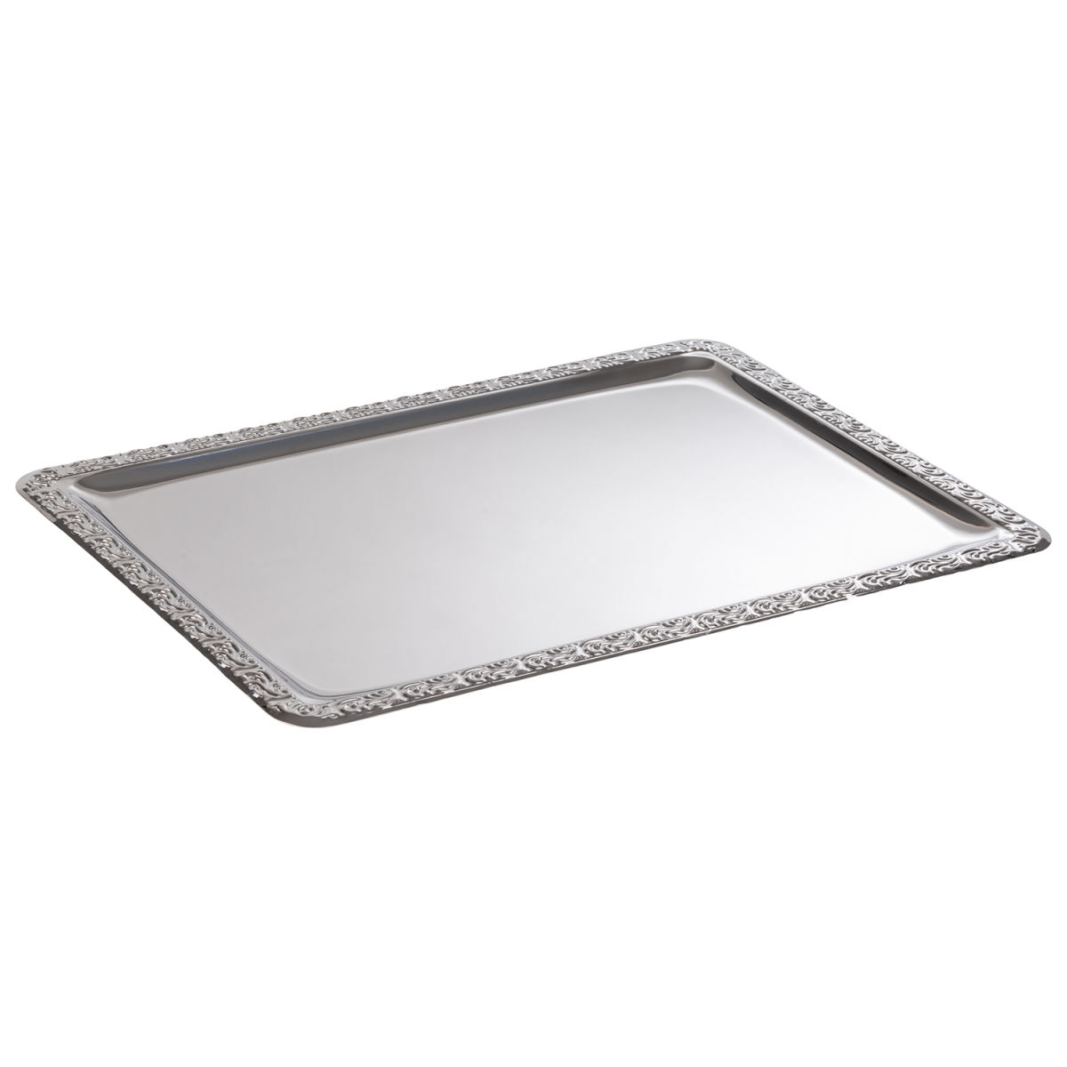 APS Tablett SCHÖNER ESSEN, Edelstahl; 50x36x2 cm (LxBxH); silber; rechteckig