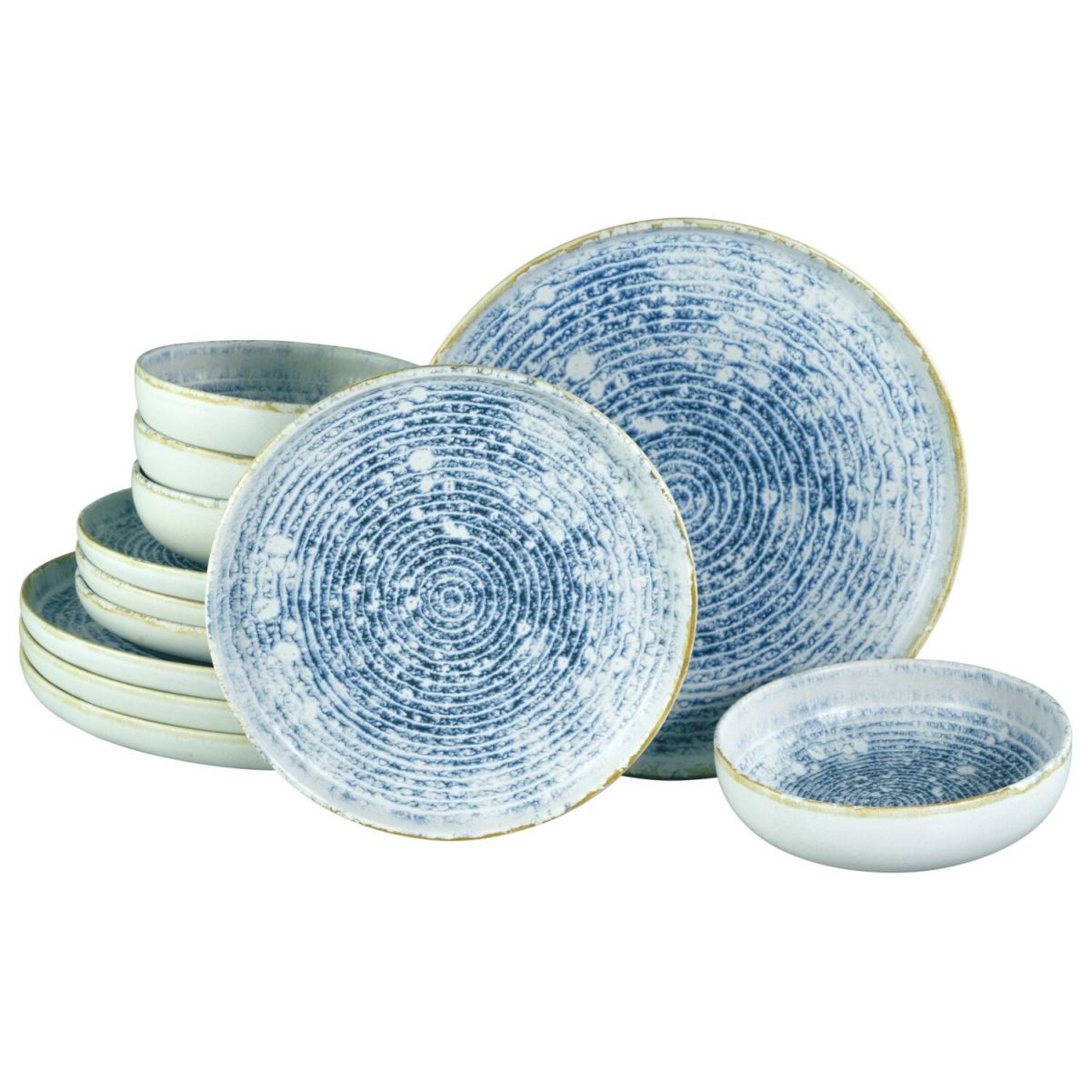 CreaTable Uno - Tellerset 12-tlg hellblau meliert