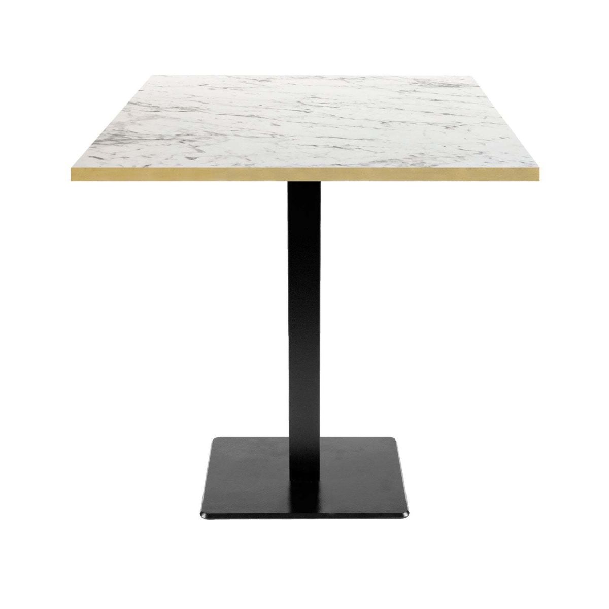 RestooTab Tisch Milan quadratisch - Kanten messingfarben 70x70x75 cm (LxBxH); Platte weiß/marmoriert/messing, Gestell schwarz; quadratisch