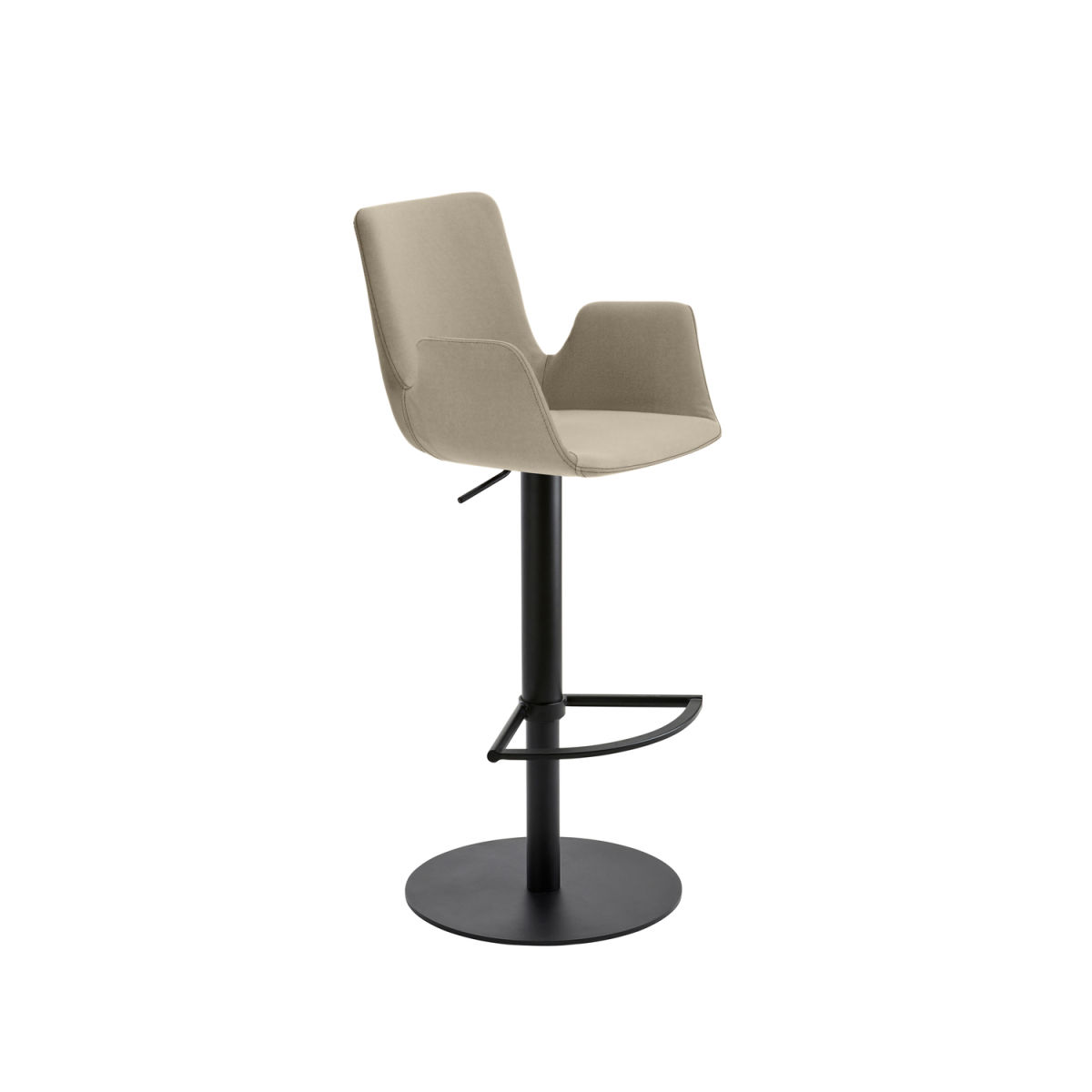 Mayer Sitzmöbel Barstuhl mit Armlehnen 53x51x83 cm (BxTxH); Sitz taupe, Gestell schwarz