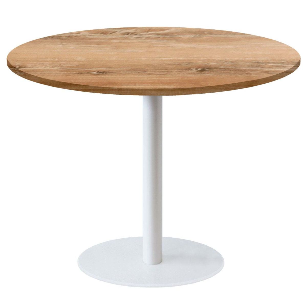 RestooTab Tisch Rome XL rund Gestell weiß - Dekor Holz & Uni 120x120x75x120 cm (LxBxHxØ); eiche antik; Gestell schwarz; rund
