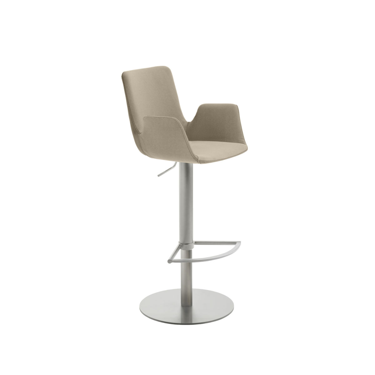 Mayer Sitzmöbel Barstuhl mit Armlehnen 53x51x83 cm (BxTxH); Sitz taupe, Gestell edelstahl