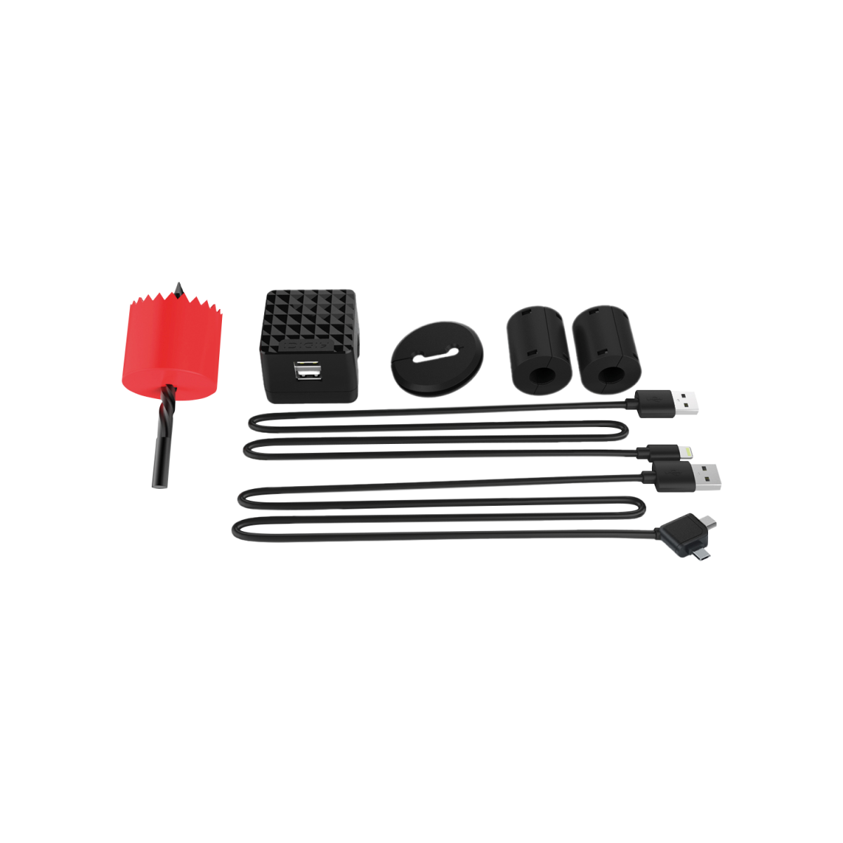akkut Einbaulader-Set MOUNT SET MINI für Möbel mit Handy-Ladekabel 5x5x2 cm (LxBxH); schwarz