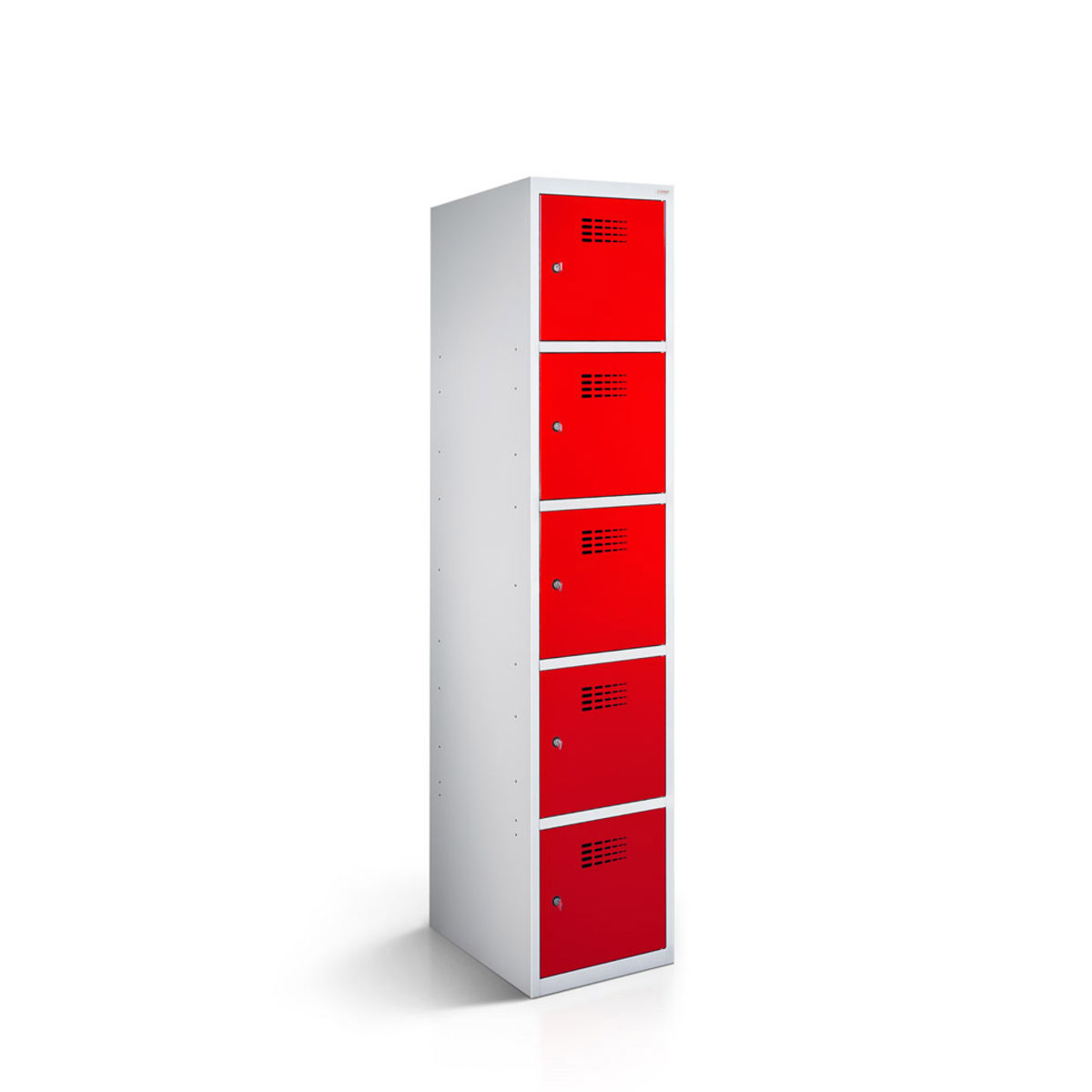 rotstahl Fächerschrank 5 Fächer mit lichtgrauem Korpus 40x50x180 cm (BxTxH); rot