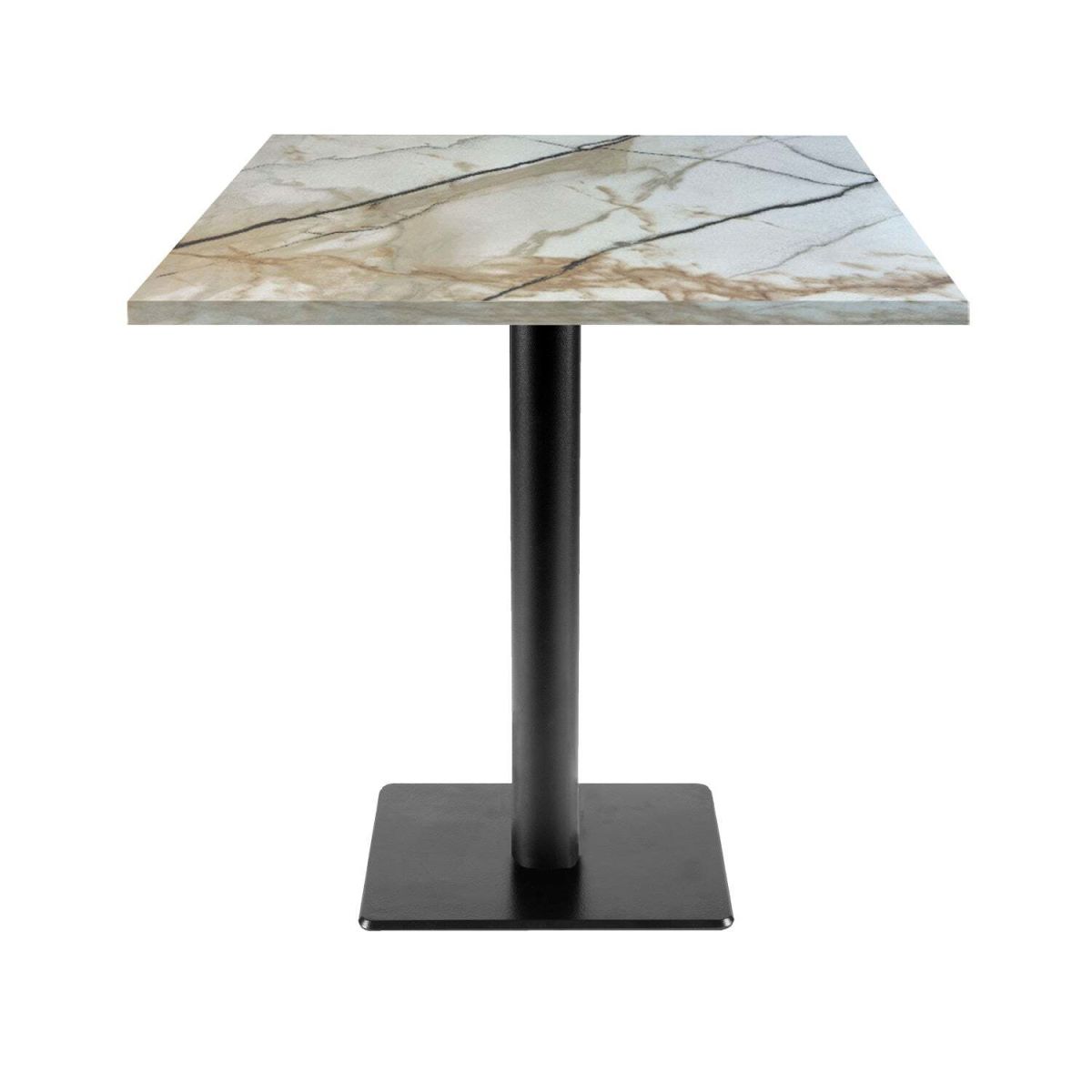 Tavolo Milano-T quadrato - laminato pietra RestooTab; 70x70x75 cm (LxLxH); bianco lana/grigio/marmorizzato; quadrata
