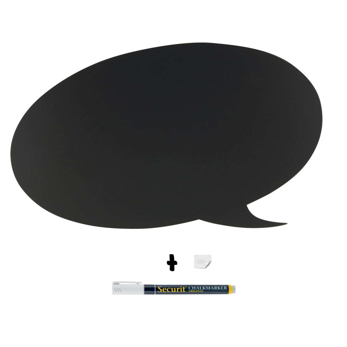 Lavagna da parete - Silhouette Nuvoletta - Pennarello a gesso e kit velcro per fissaggio a parete inclusi Securit; 28x47 cm (LxH); nero