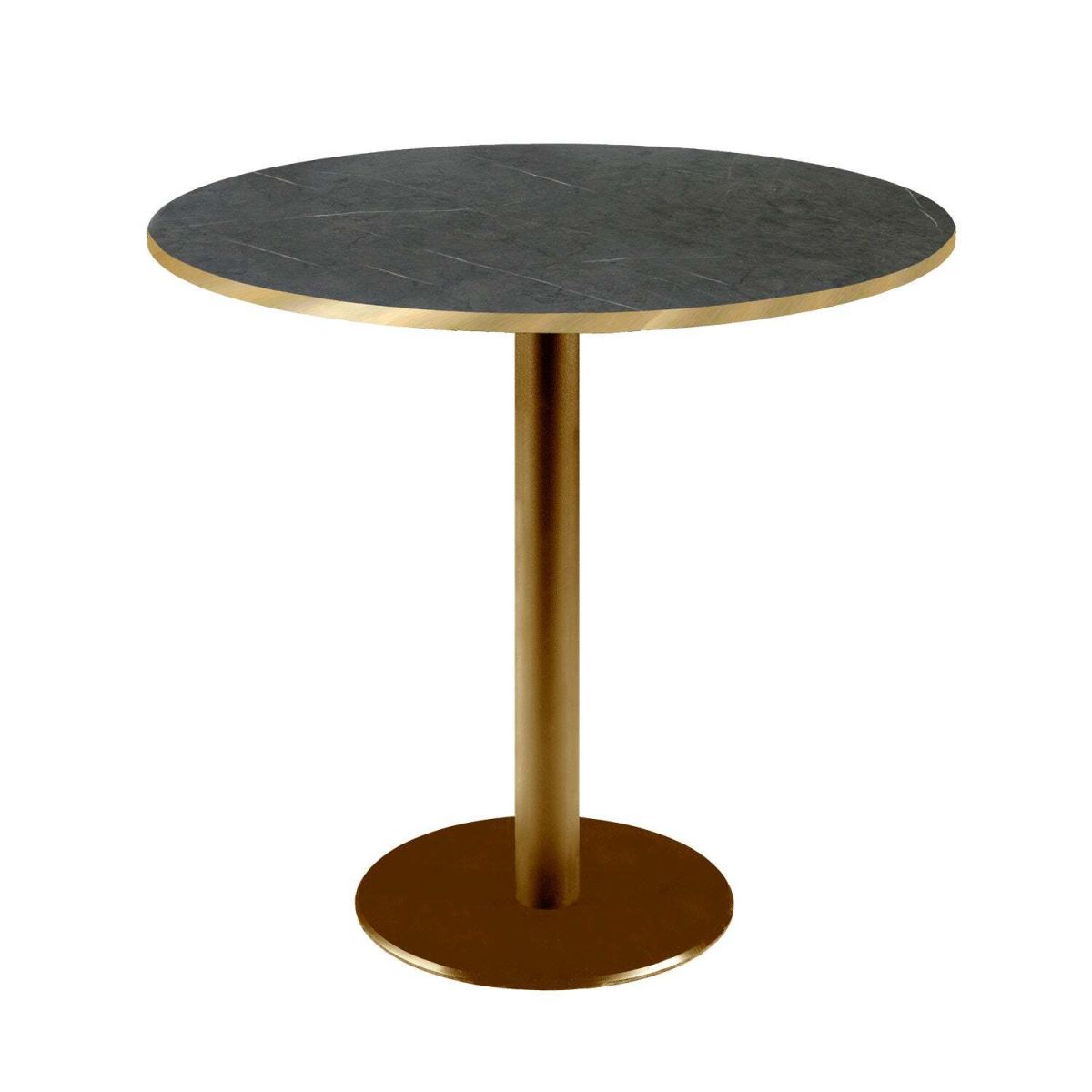 RestooTab Tisch Rome rund Gestell goldmetallic - Kanten messingfarben 75x70 cm (HxØ); Platte schwarz/dunkelgrau/messing, Gestell messing; rund