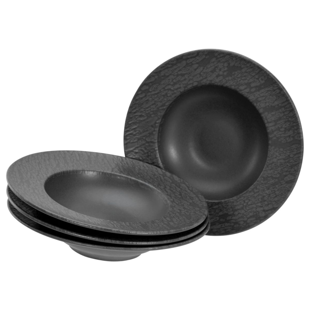 CreaTable Schiefer black - Pasta Gourmetteller Set 2-tlg 460 ml, 27x5.5 cm (ØxH); schwarz; 4 Stück / Pack