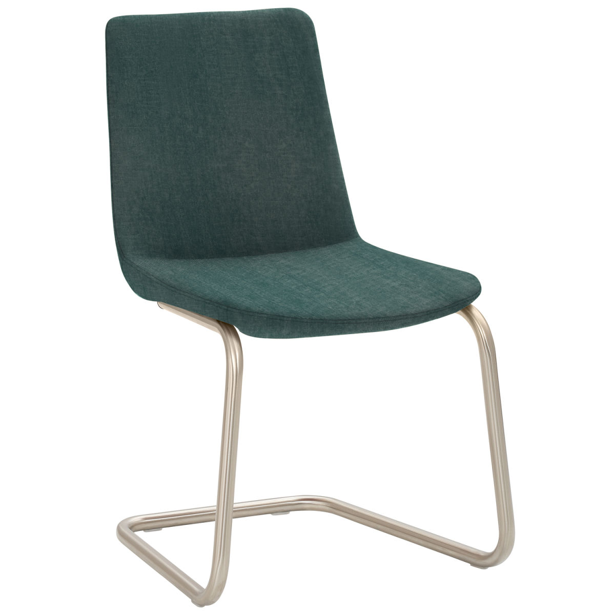 Mayer Sitzmöbel Freischwinger Stuhl Samt Stoff 53x54x87 cm (BxTxH); Sitz petrol, Gestell edelstahl