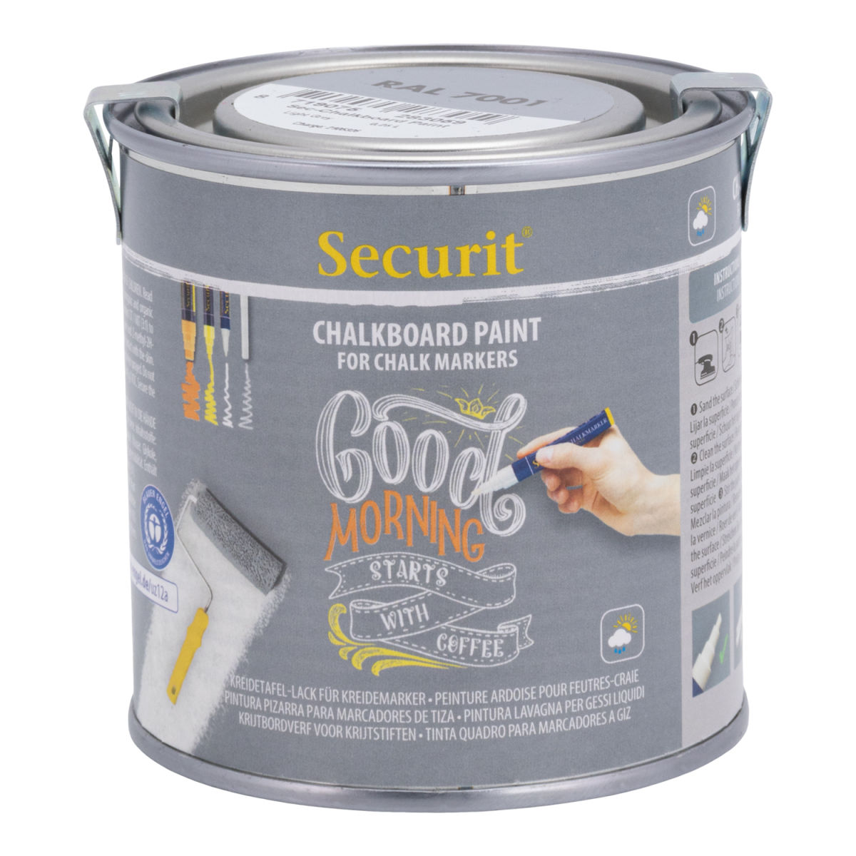 Barattolo di vernice acrilica per lavagna a base d'acqua - Grigio - 250ml Securit; grigio