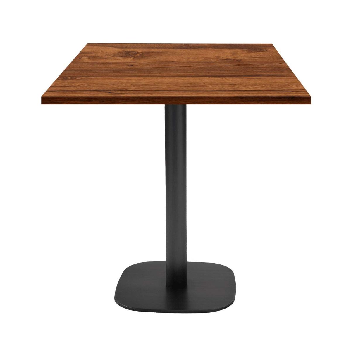 RestooTab Tisch Round quadratisch - Dekor Stein & Holz 70x70x75 cm (LxBxH); Platte eiche wenge, Gestell schwarz; quadratisch