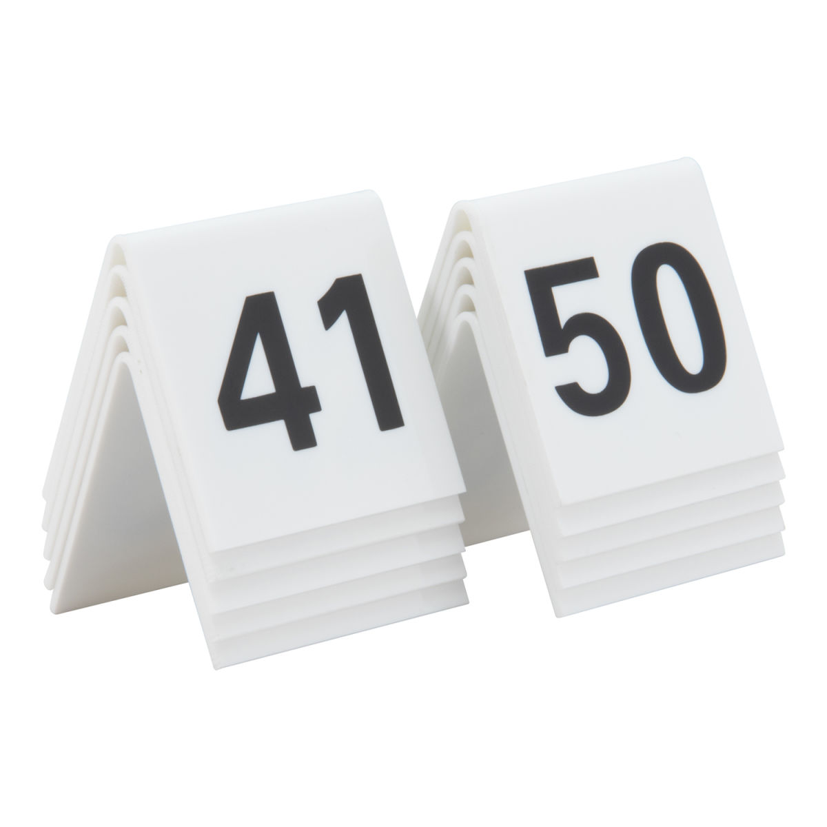 Set di 10 Numeri da Tavolo 41-50 - Acrilico Bianco con Numeri Neri Securit; 5x5 cm (LxH); bianco