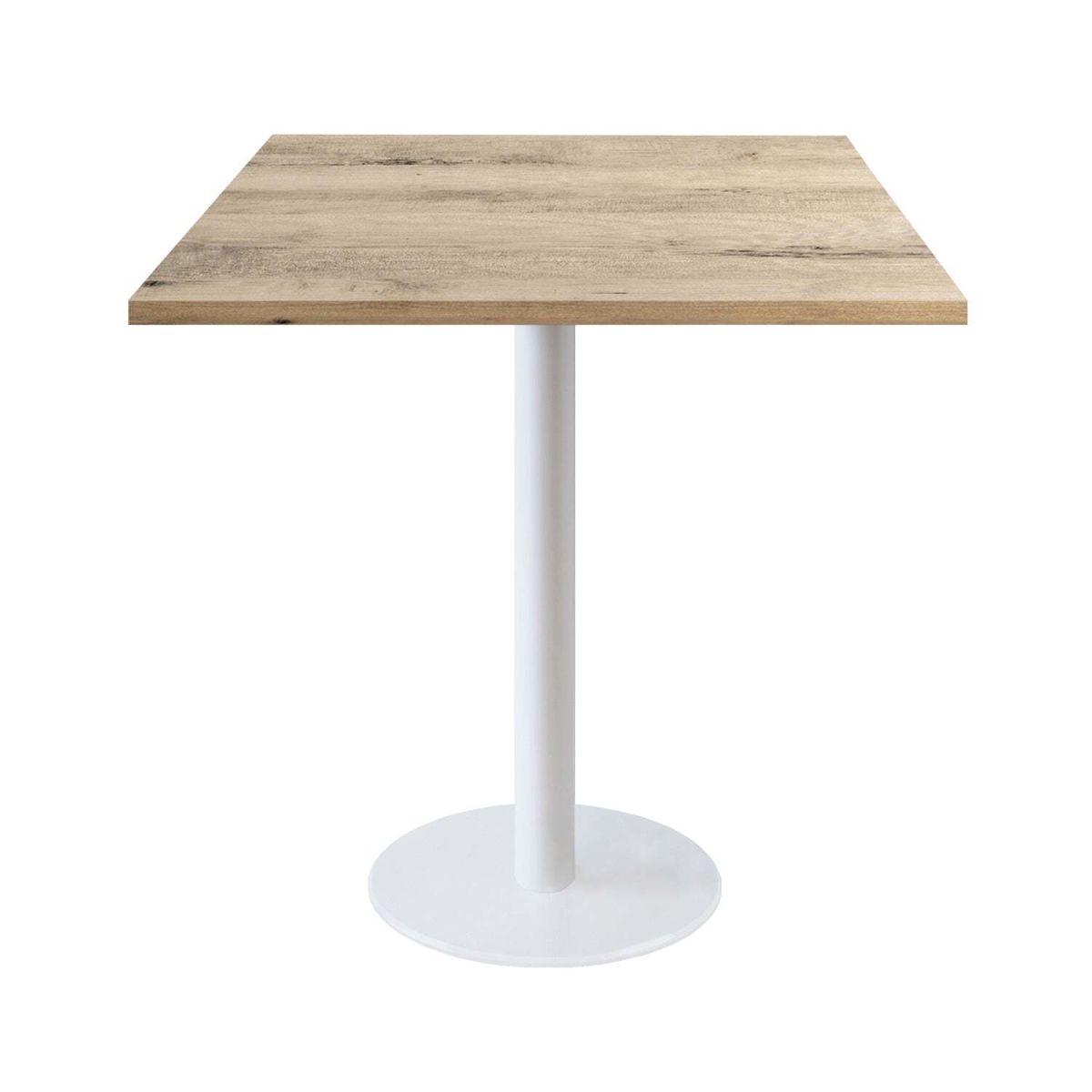 Tavolo Roma quadrato base bianco - laminato legno & pietra RestooTab; 70x70x75 cm (LxLxH); quercia/naturale; quadrata