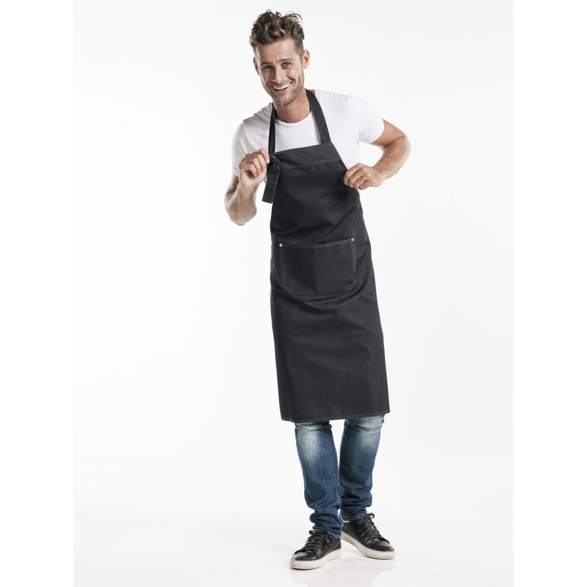 Chaud Devant Latzschürze Black Denim W75 – L100 100x75 cm (LxB); schwarz