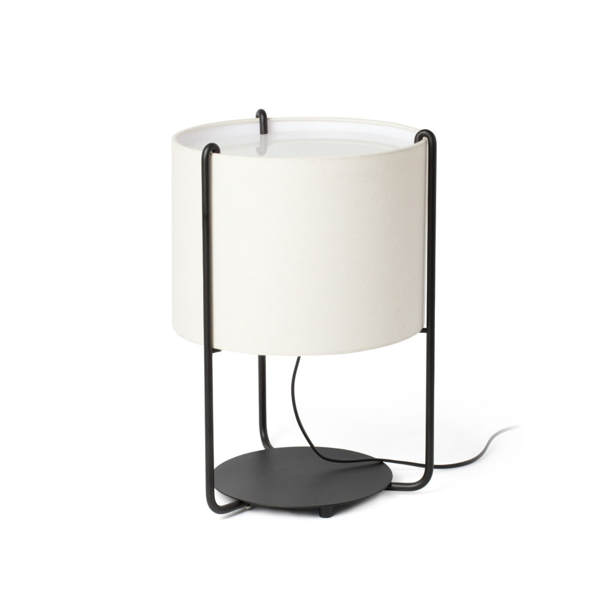 FARO Barcelona DRUM Tischleuchte schwarz/beige 43 cm (H); weiß